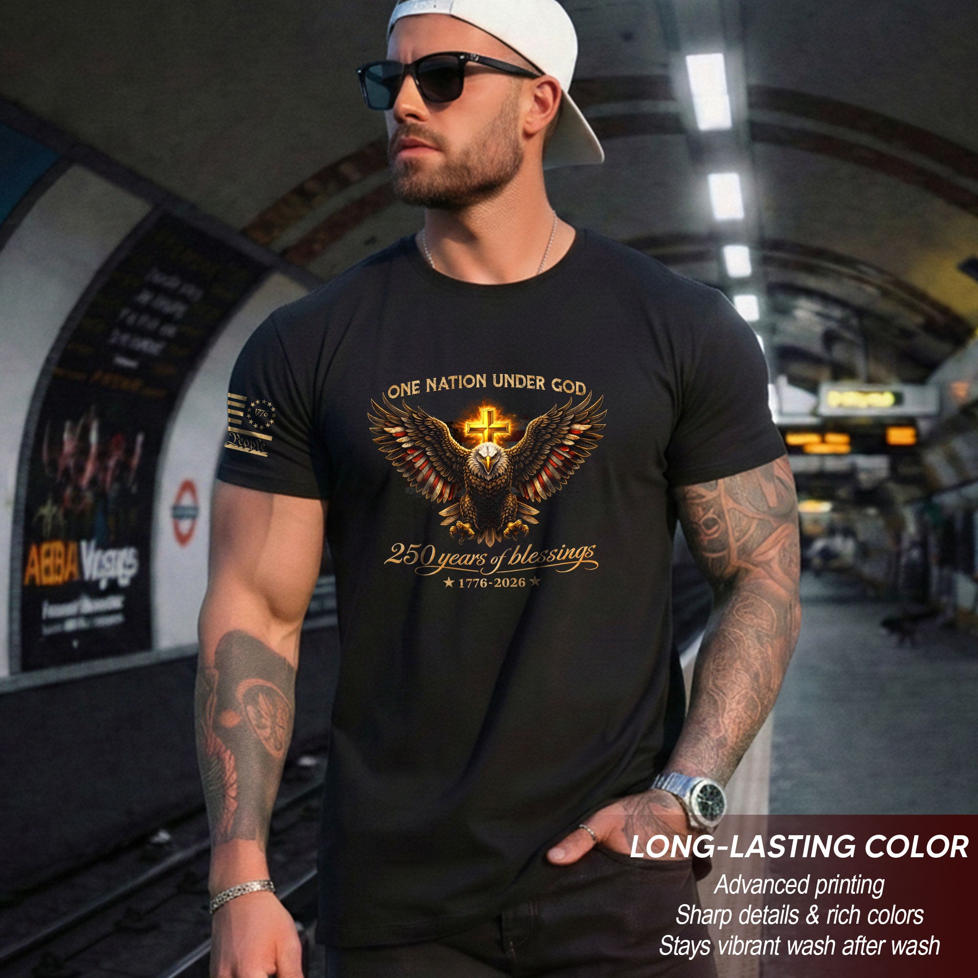 USA 250th Anniversary Eagle Shirt – 1776-2026 One Nation Under God 250 Years of Blessings Christian Patriotic Tee