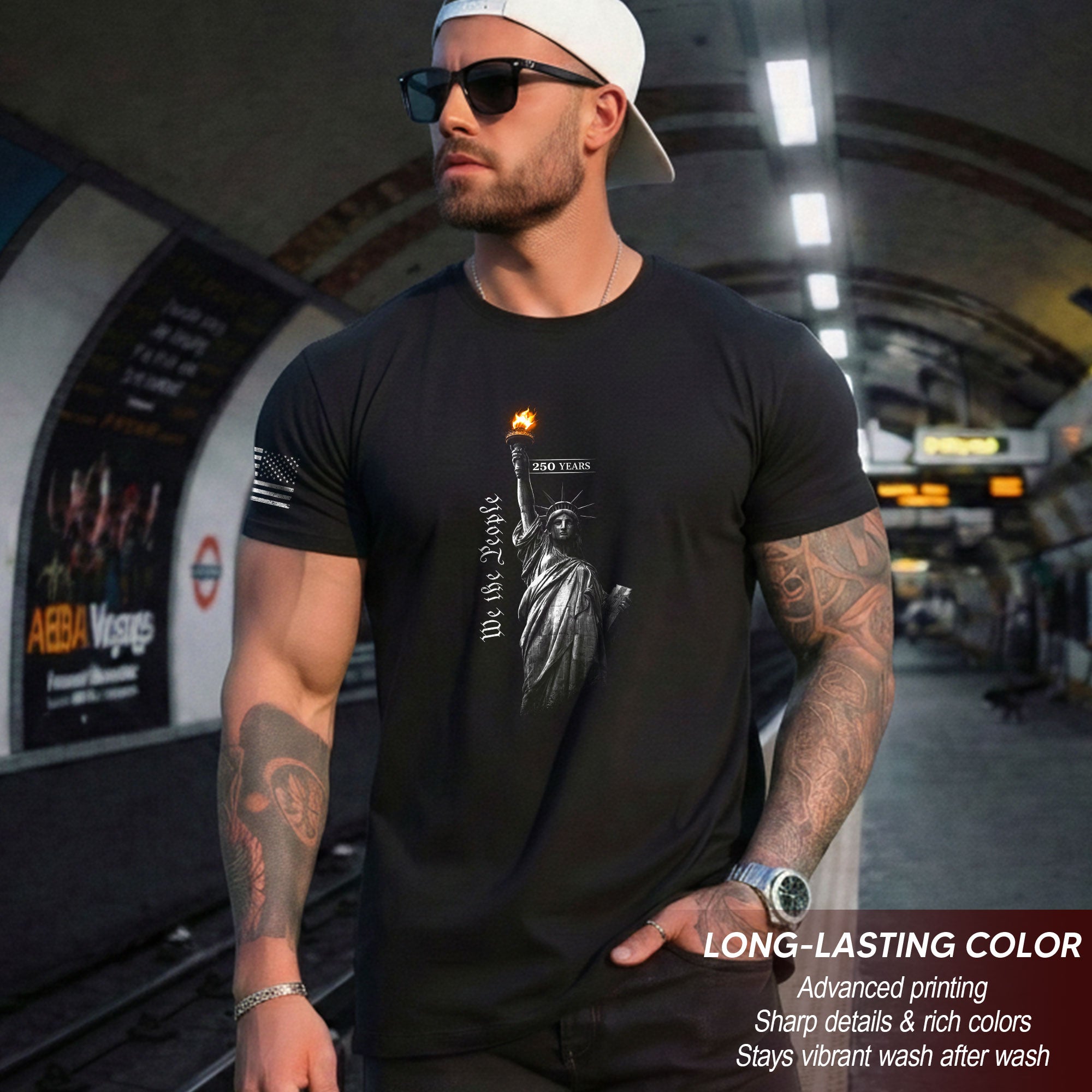 America 250th Anniversary T-Shirt - 1776-2026 Statue of Liberty Freedom Tee, 250 Years Minimalist Patriotic Men's Shirt