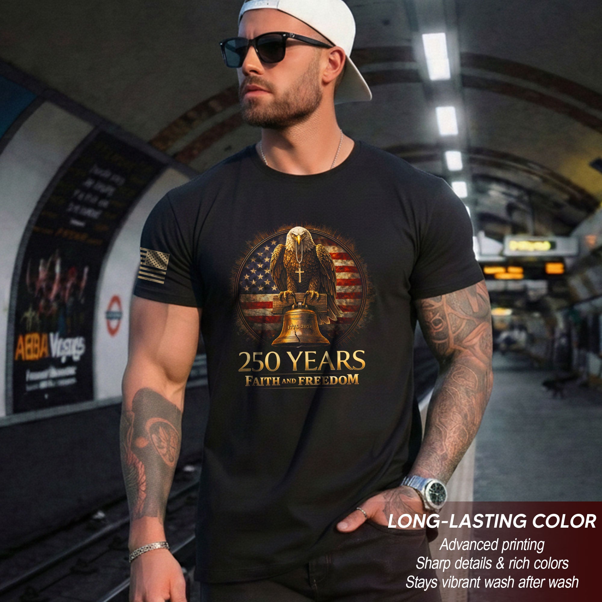 USA Semiquincentennial 250 Years Faith and Freedom 1776–2026 Eagle Liberty Bell Patriotic Christian T-Shirt