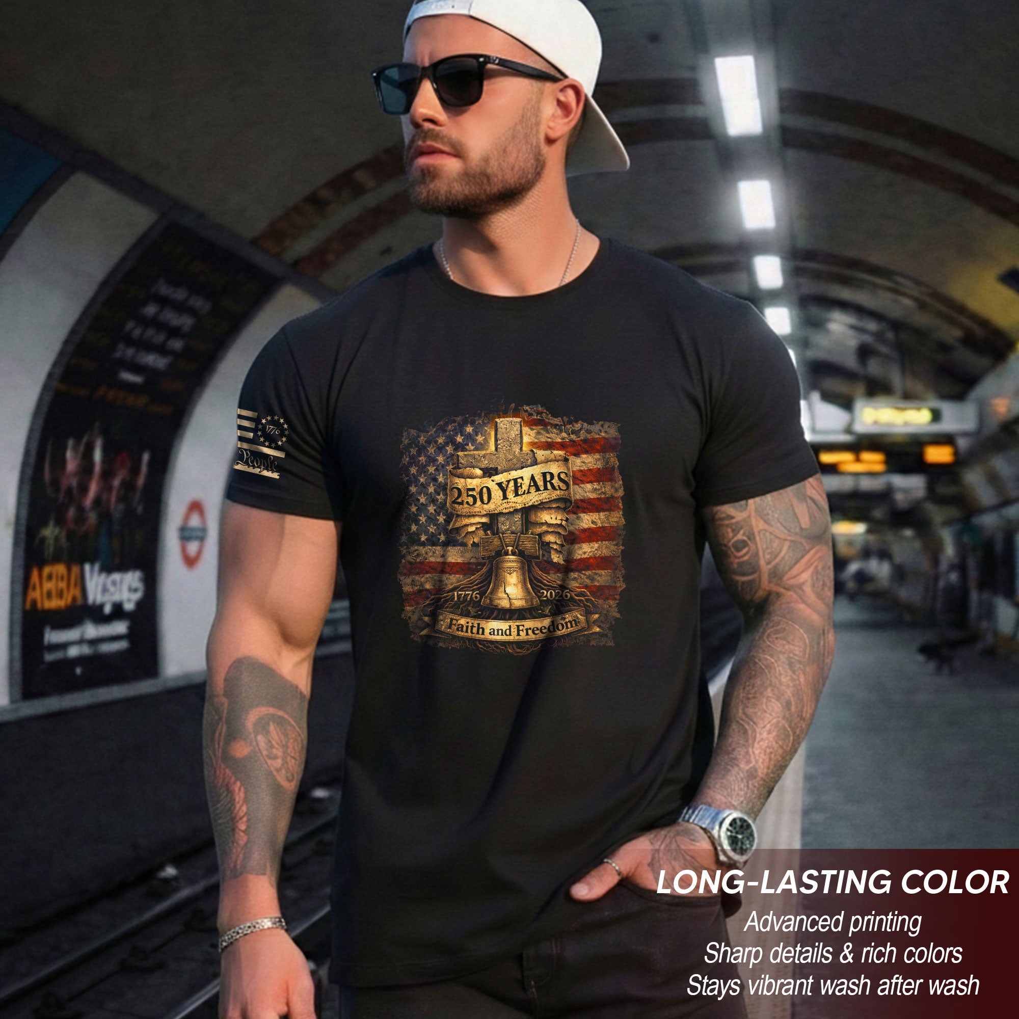 America 250th Anniversary T-Shirt - 1776-2026 Faith and Freedom, Patriotic USA 250 Years Birthday Tee
