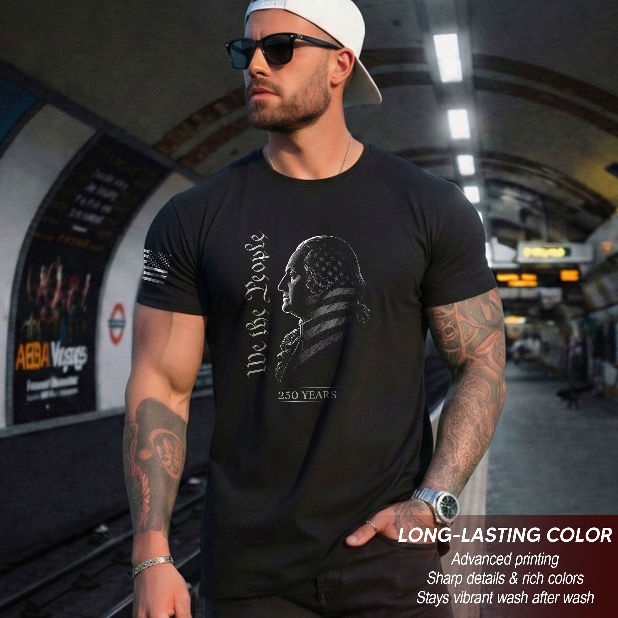 America 250th Anniversary 1776-2026 Semiquincentennial T-Shirt – Retro We The People George Washington Patriotic Men's Tee