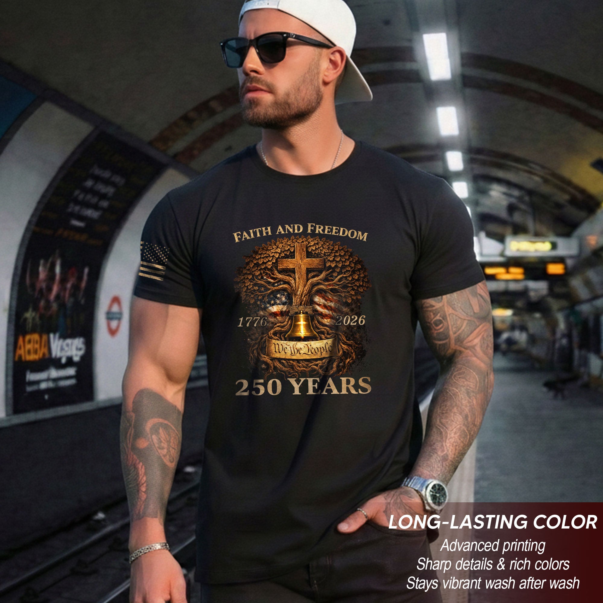 America 250th Anniversary T-Shirt 1776-2026 – Christian Tree of Life Faith & Freedom Tee