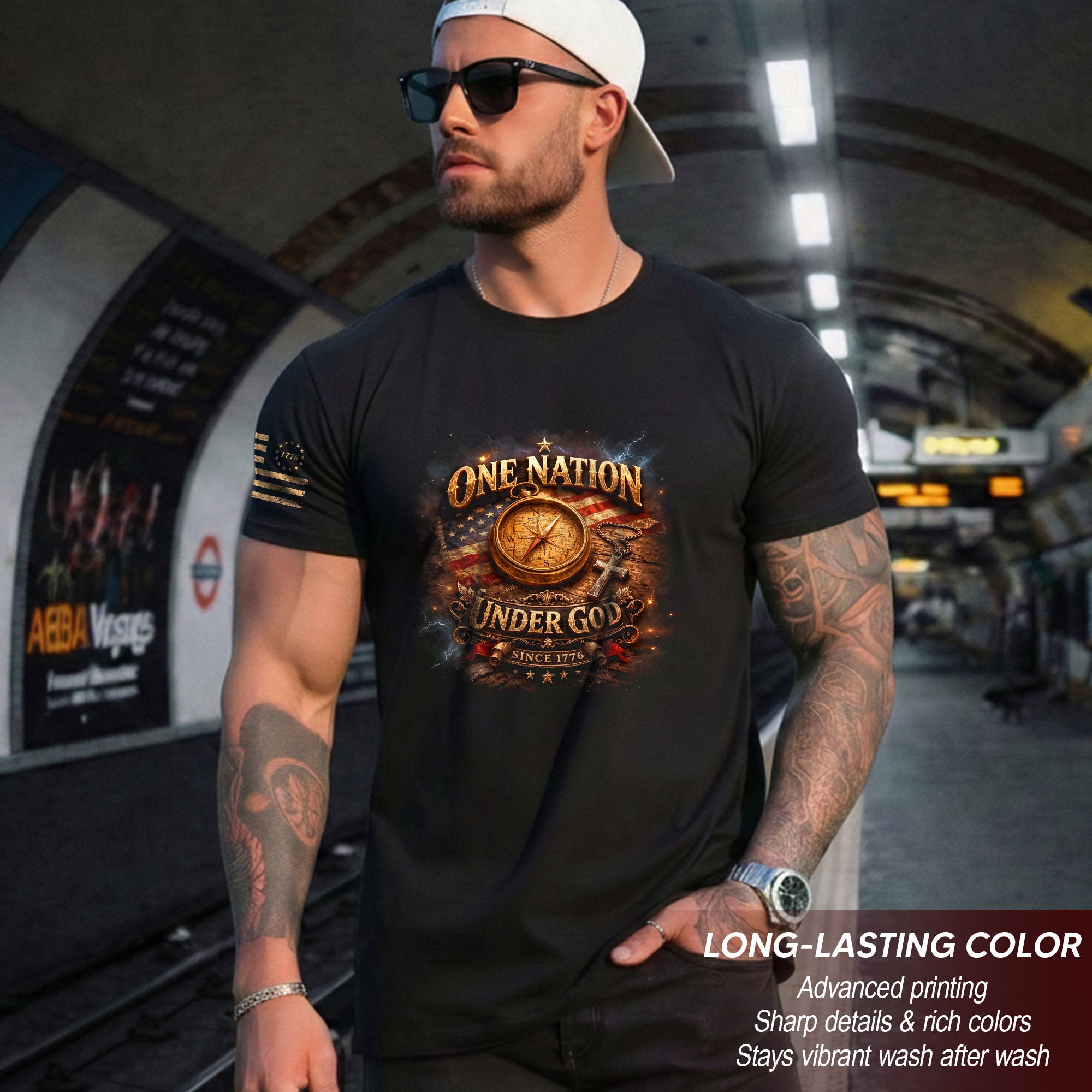 250 Years Anniversary 1776-2026 Christian Patriotic T-Shirt – Compass & Cross One Nation Under God Bible Bootleg Graphic Shirt