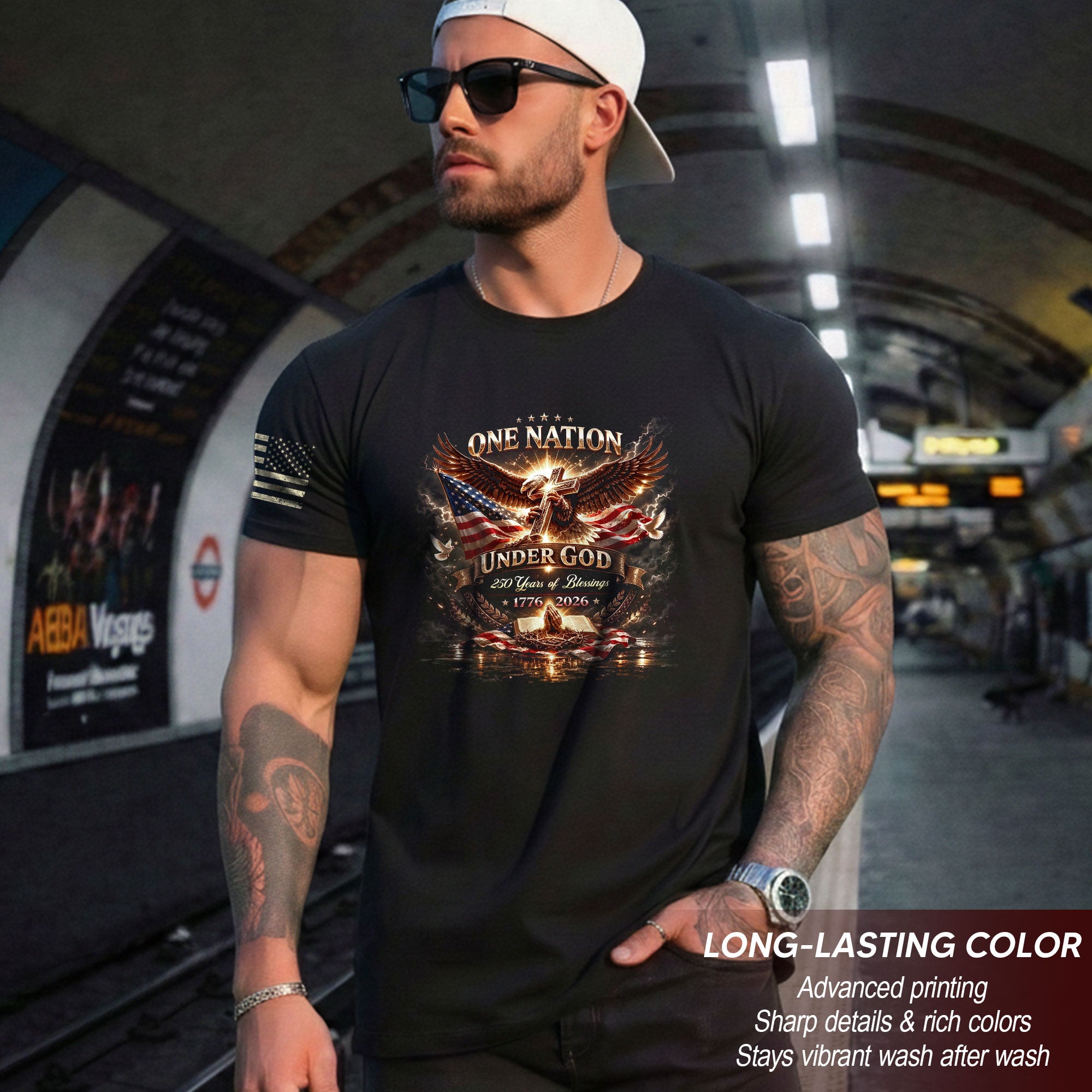 250 Years of Blessings 1776-2026 250 Years Anniversary T-Shirt – Patriotic Flag Freedom 1776 Bootleg Style Shirt