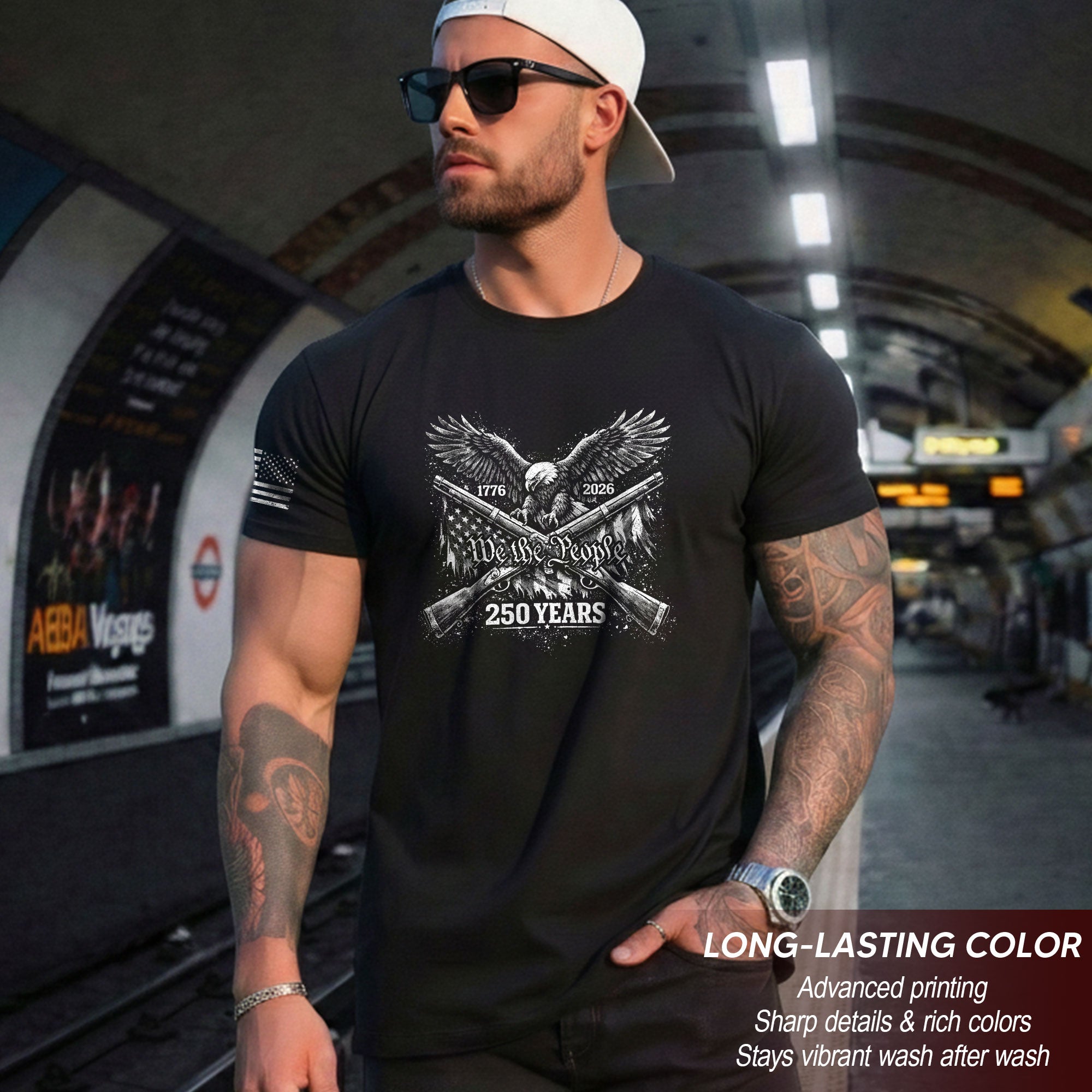America 250th Anniversary T-Shirt 1776-2026 – We The People Eagle & Crossed Rifles Tee