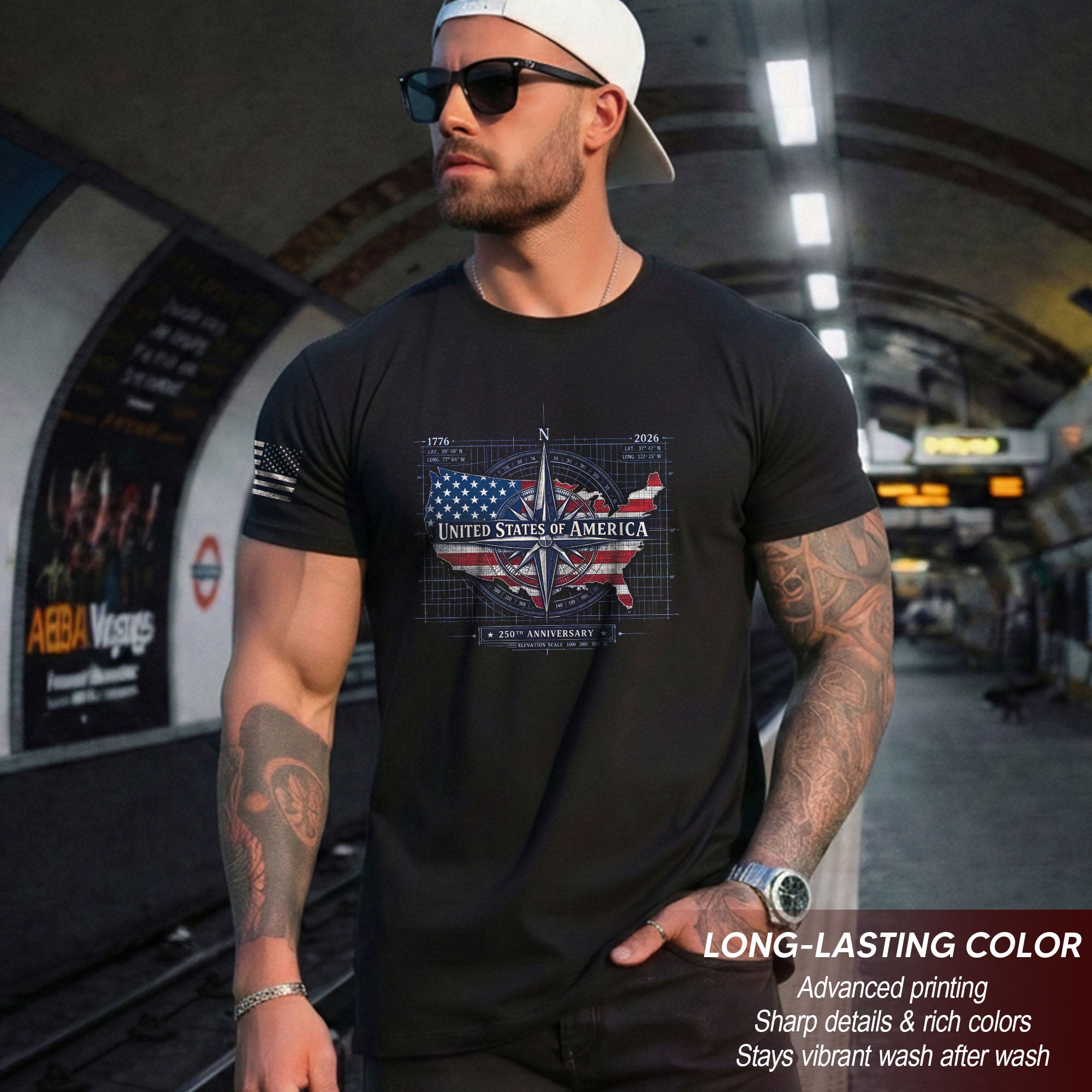 250th Anniversary USA Shirt 1776-2026 – Patriotic US Flag Freedom Tee, American Birthday Mens T-Shirt