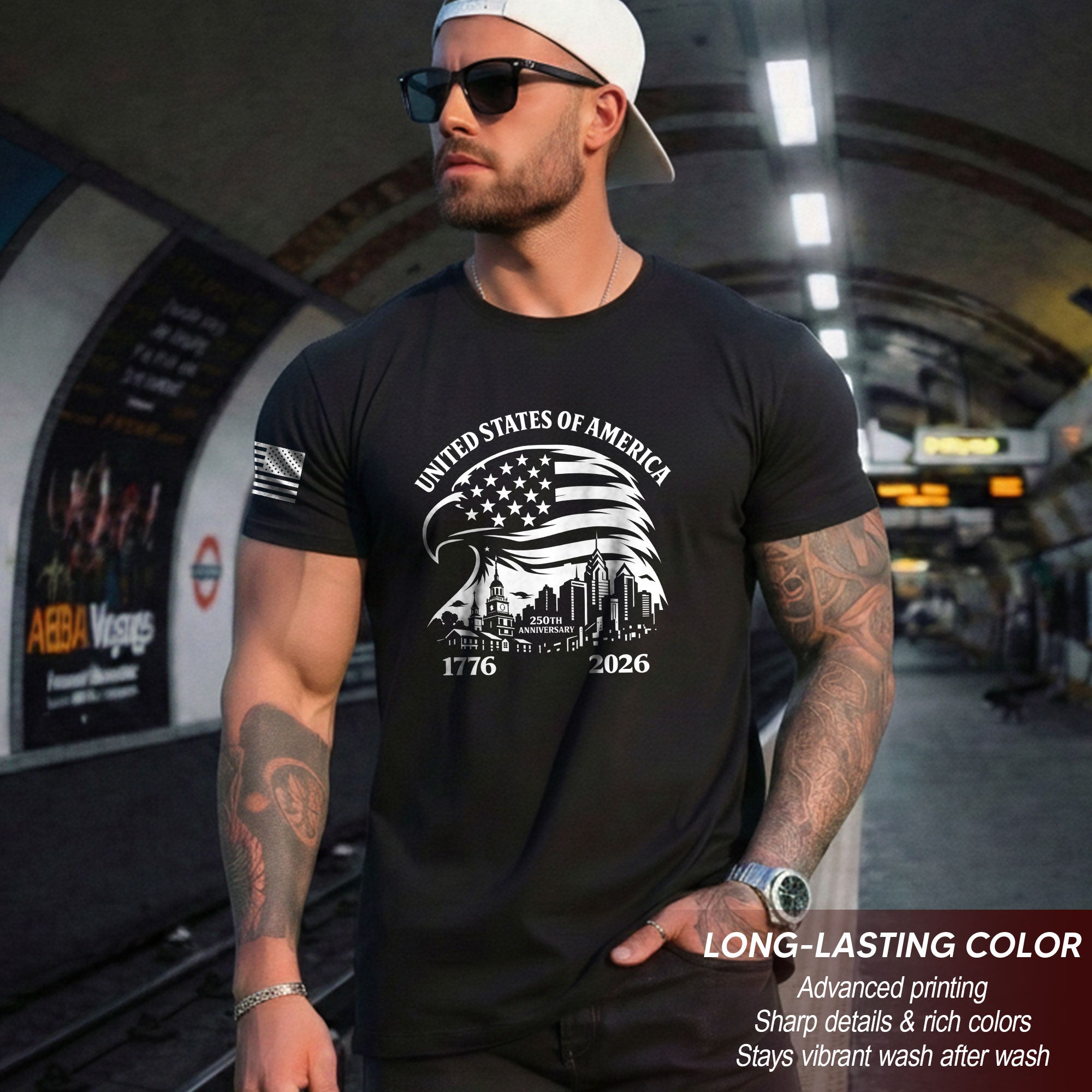 USA 250th Anniversary 1776-2026 T-Shirt – Eagle & American Flag Patriotic Freedom Mens Shirt