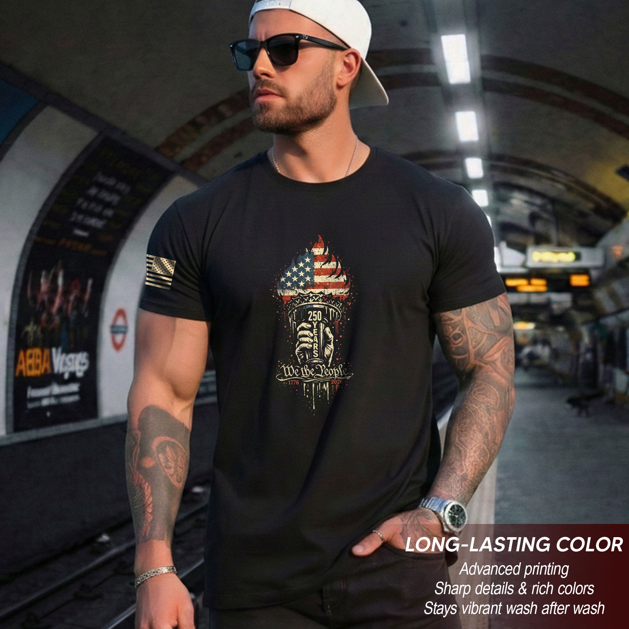 We The People 250th Anniversary 1776-2026 T-Shirt – Liberty Torch Patriotic USA Freedom Mens Tee