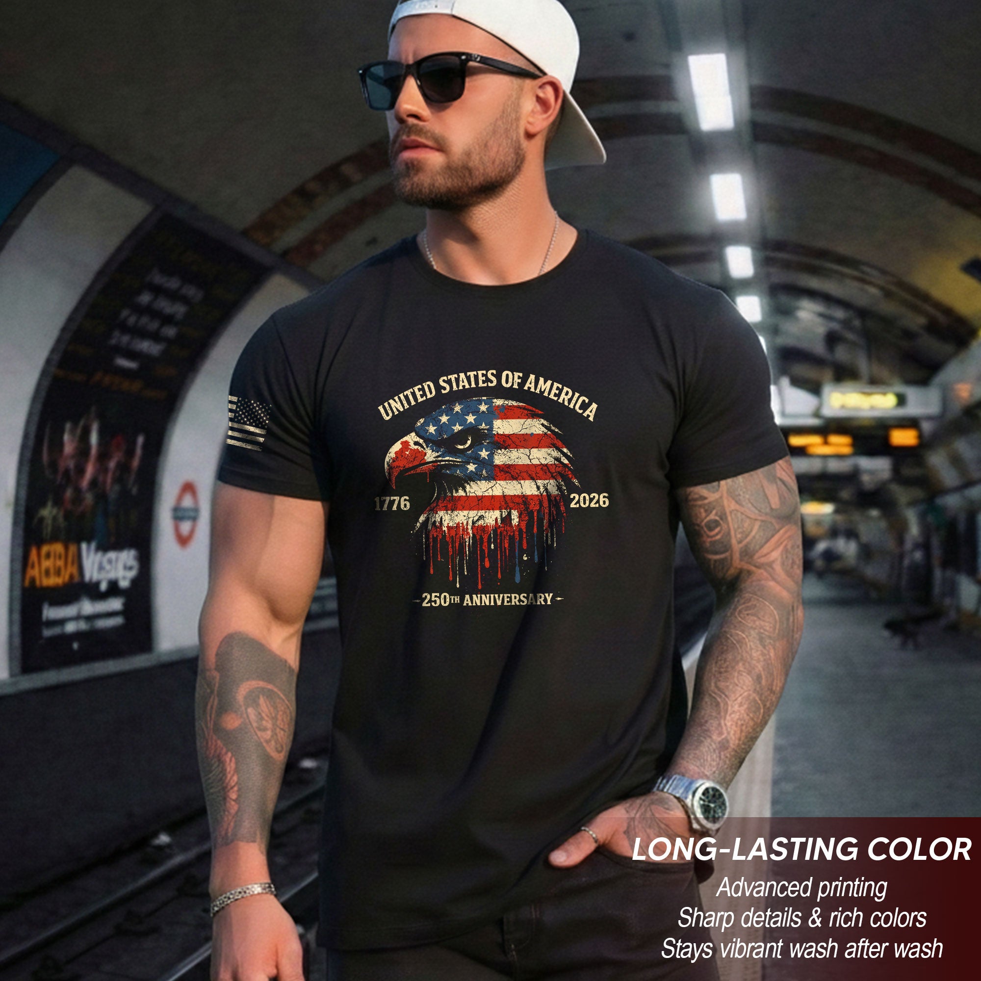 United States 250th Birthday 1776-2026 T-Shirt – USA Flag & Eagle Patriotic 250th Anniversary Graphic Tee