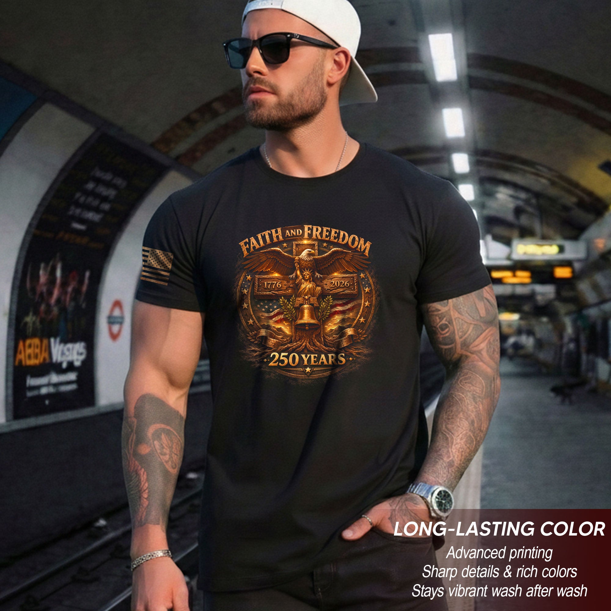 America 250th Anniversary T-Shirt 1776-2026 – Eagle, Cross & Liberty Bell Christian Tee