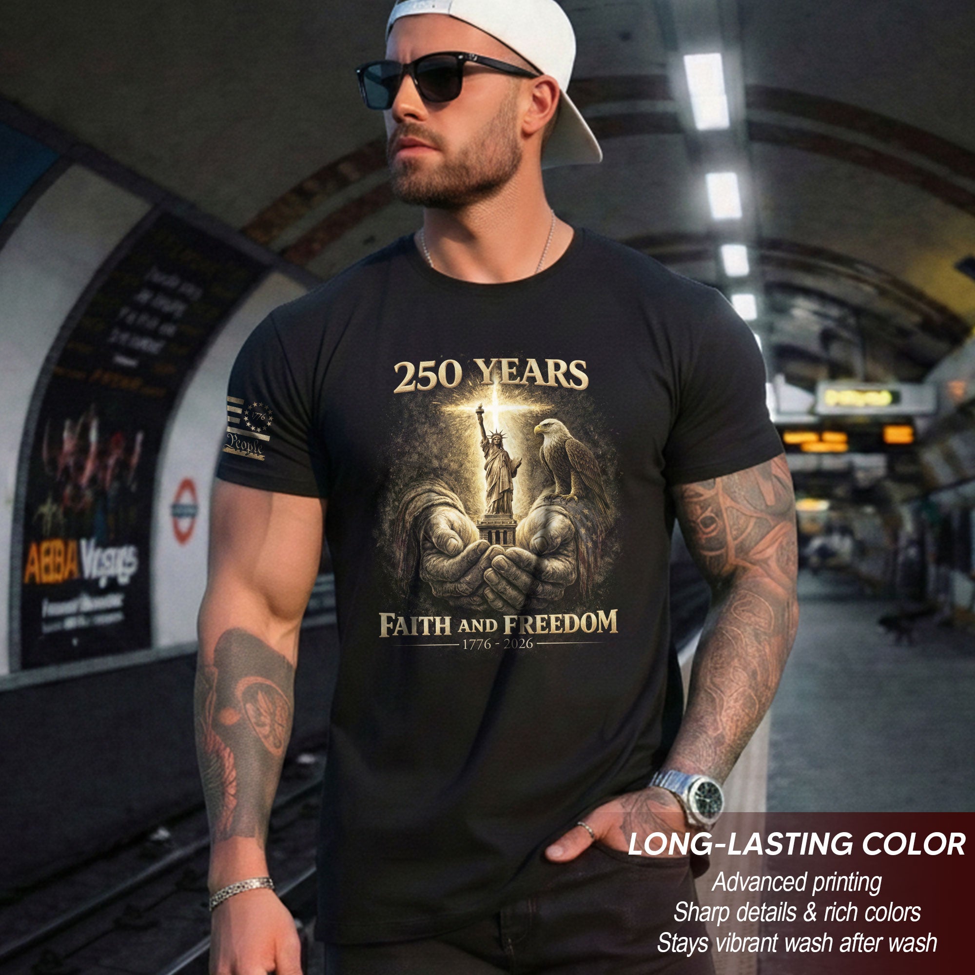 USA 250th Anniversary 1776-2026 Semiquincentennial Christian Shirt – Faith And Freedom God’s Hands Holding Liberty & Eagle Patriotic Tee
