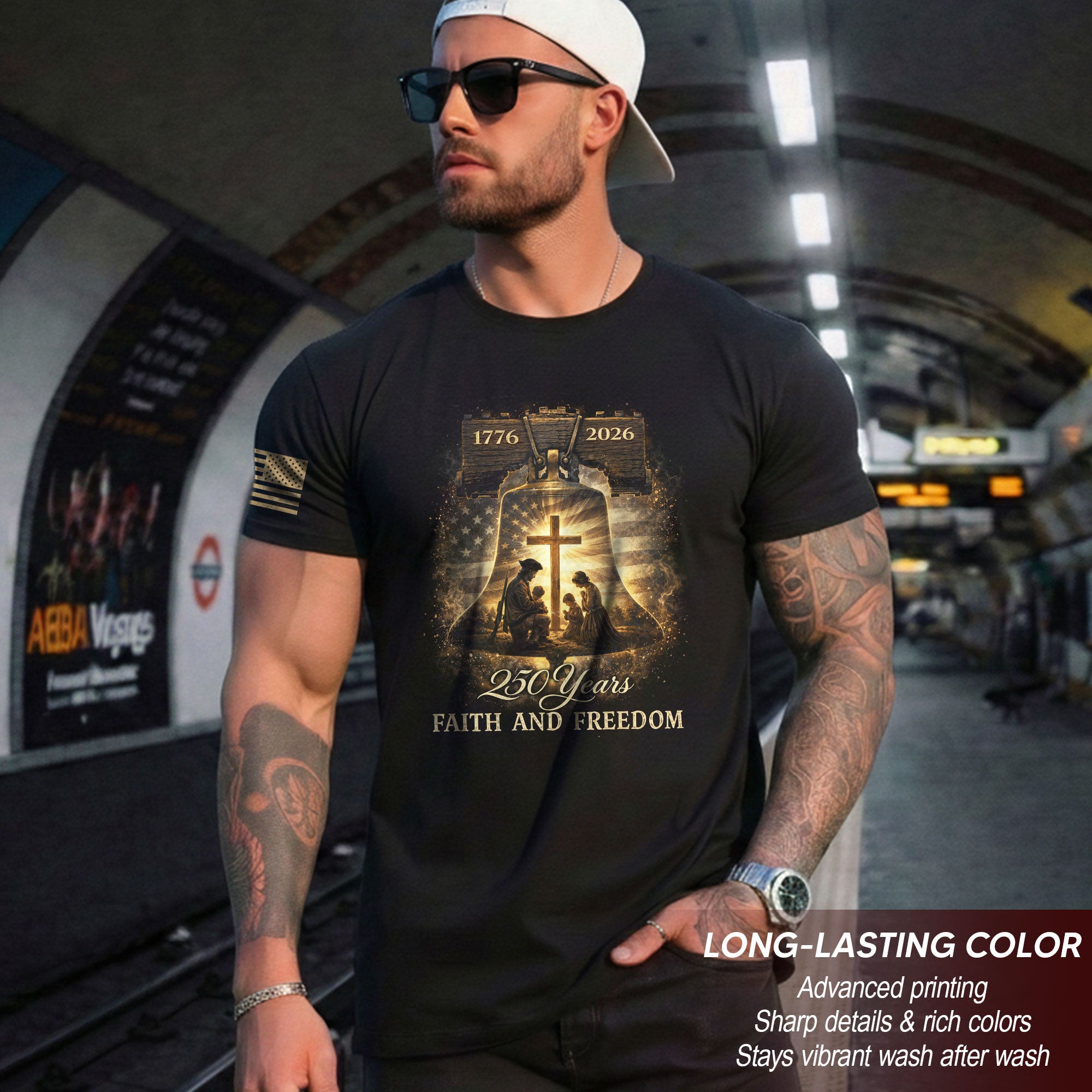 America 250th Anniversary 1776-2026 Semiquincentennial Hoodie – Family Prayer & Holy Cross Patriotic Christian Faith Apparel