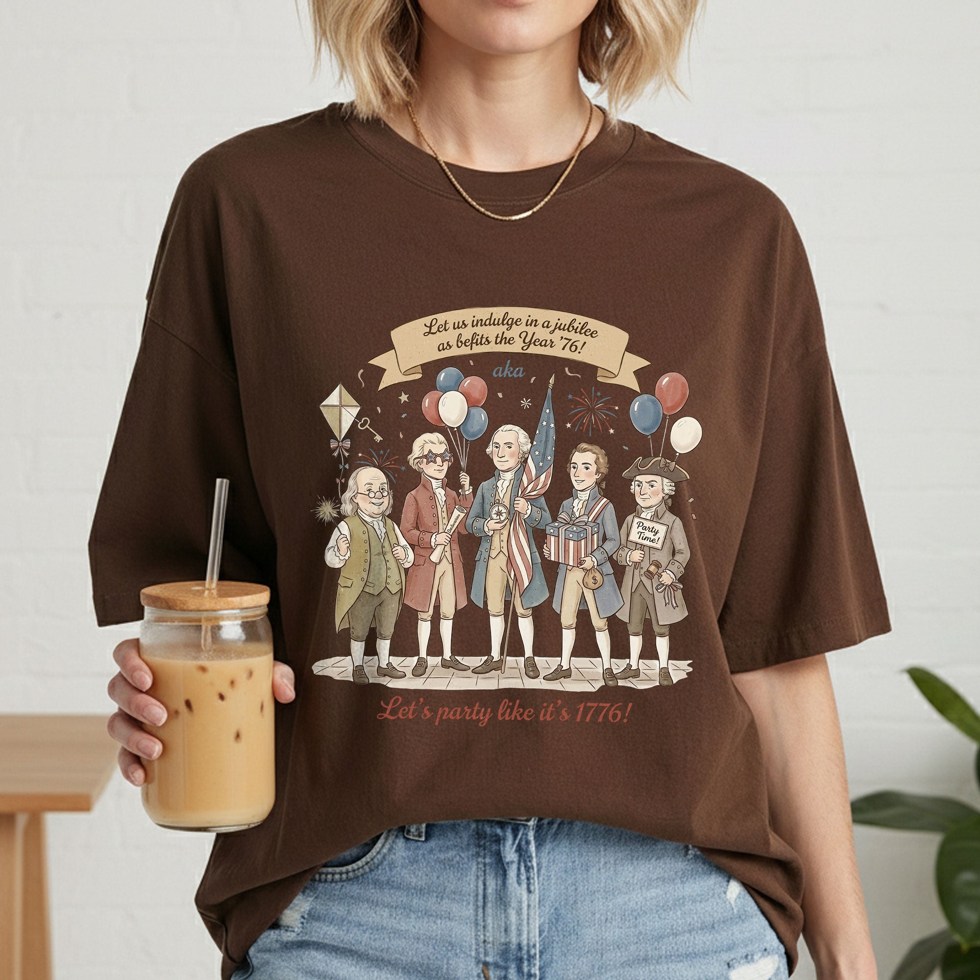 Vintage Funny Founding Fathers Shirt Let's Party Like It's 1776 Patriotic