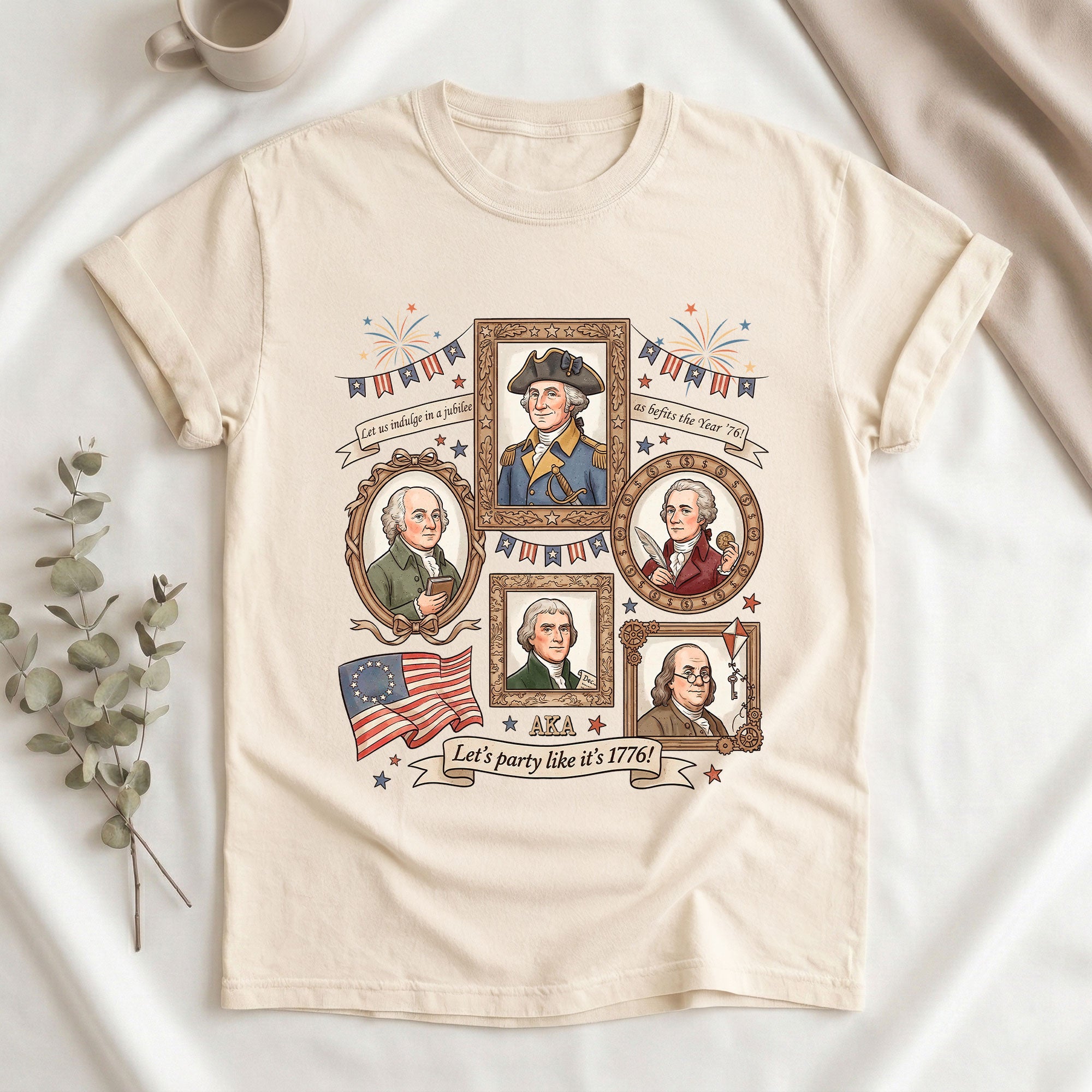 1776 Patriotic Founding Fathers Shirt Vintage USA History Let’s Party