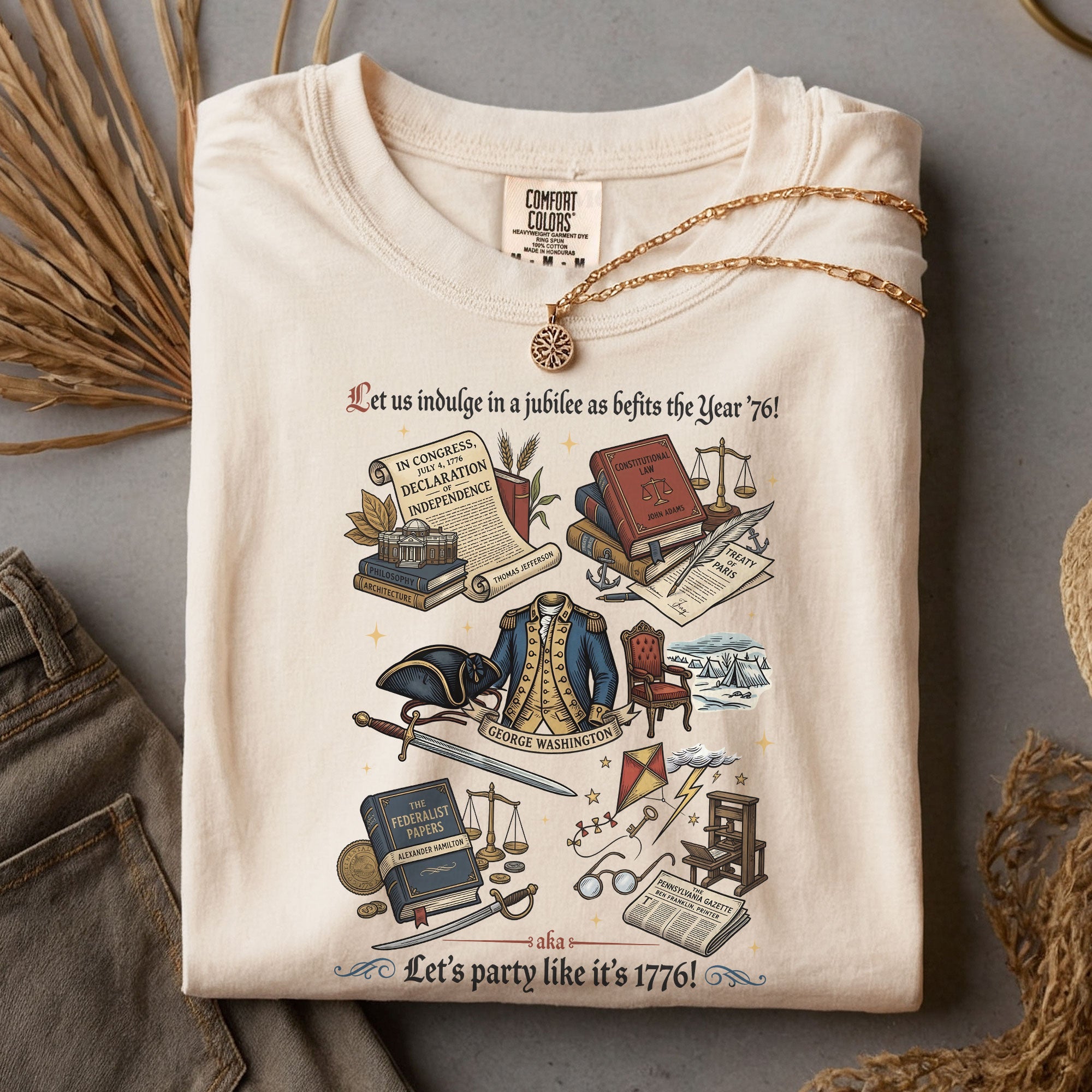 Vintage 1776 American Heritage Shirt Patriotic History Icons Independence Day