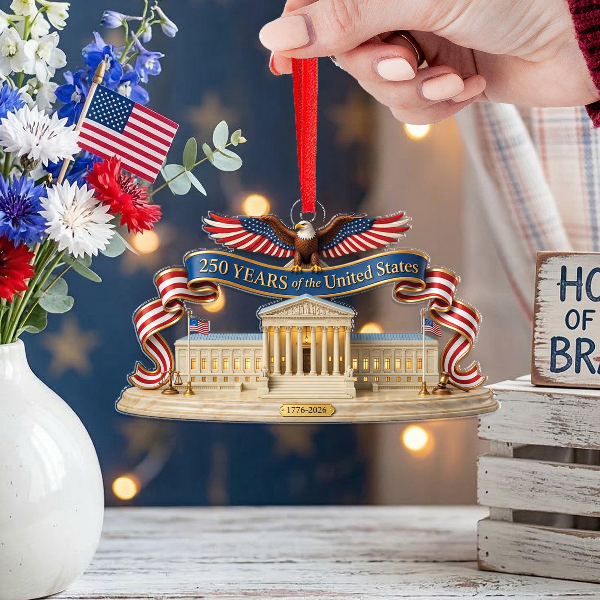250 Years United States 1776-2026 Supreme Court Justice Eagle Flat Acrylic Ornament