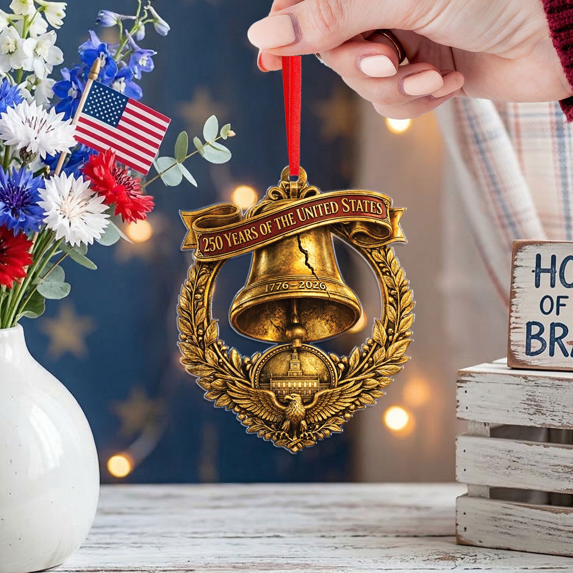 2026 U.S. 250th Anniversary Commemorative Acrylic Ornament – Liberty Bell & American Eagle