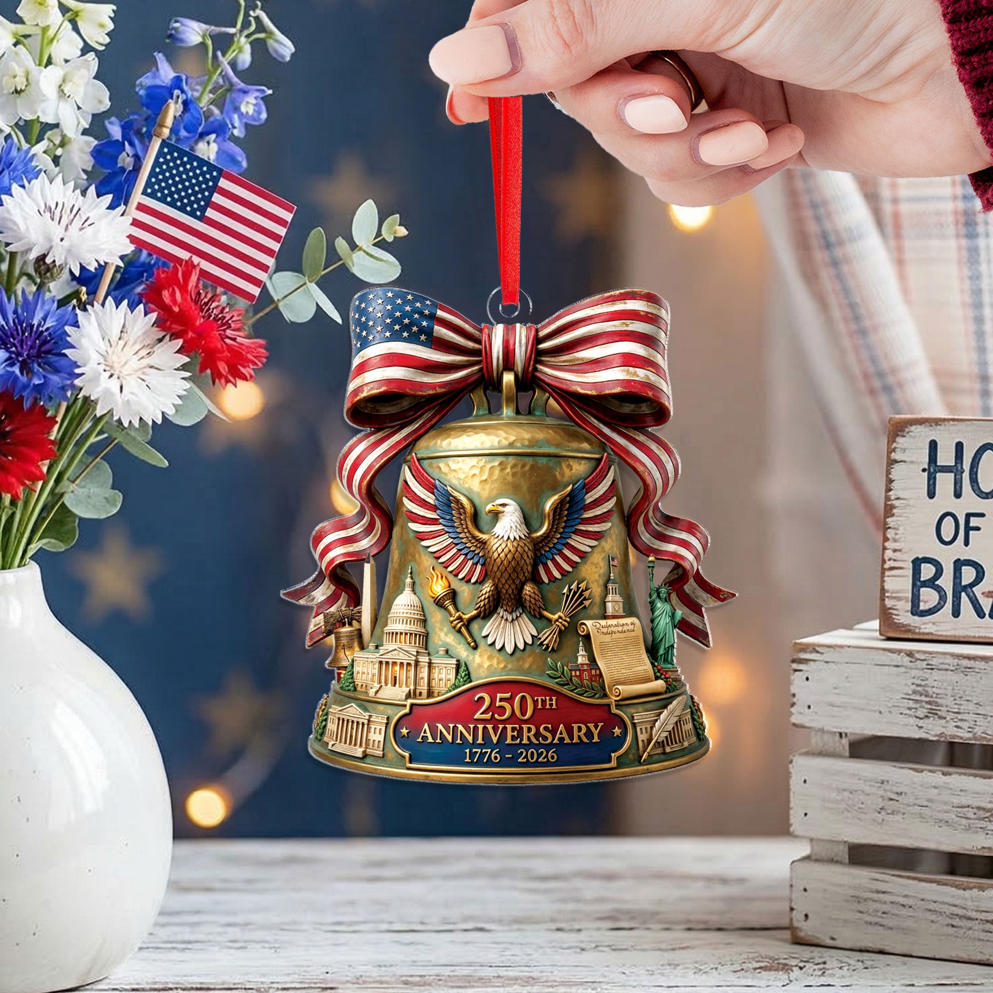 2026 U.S. 250th Anniversary Acrylic Ornament – American Eagle, Capitol & Liberty Bell Design