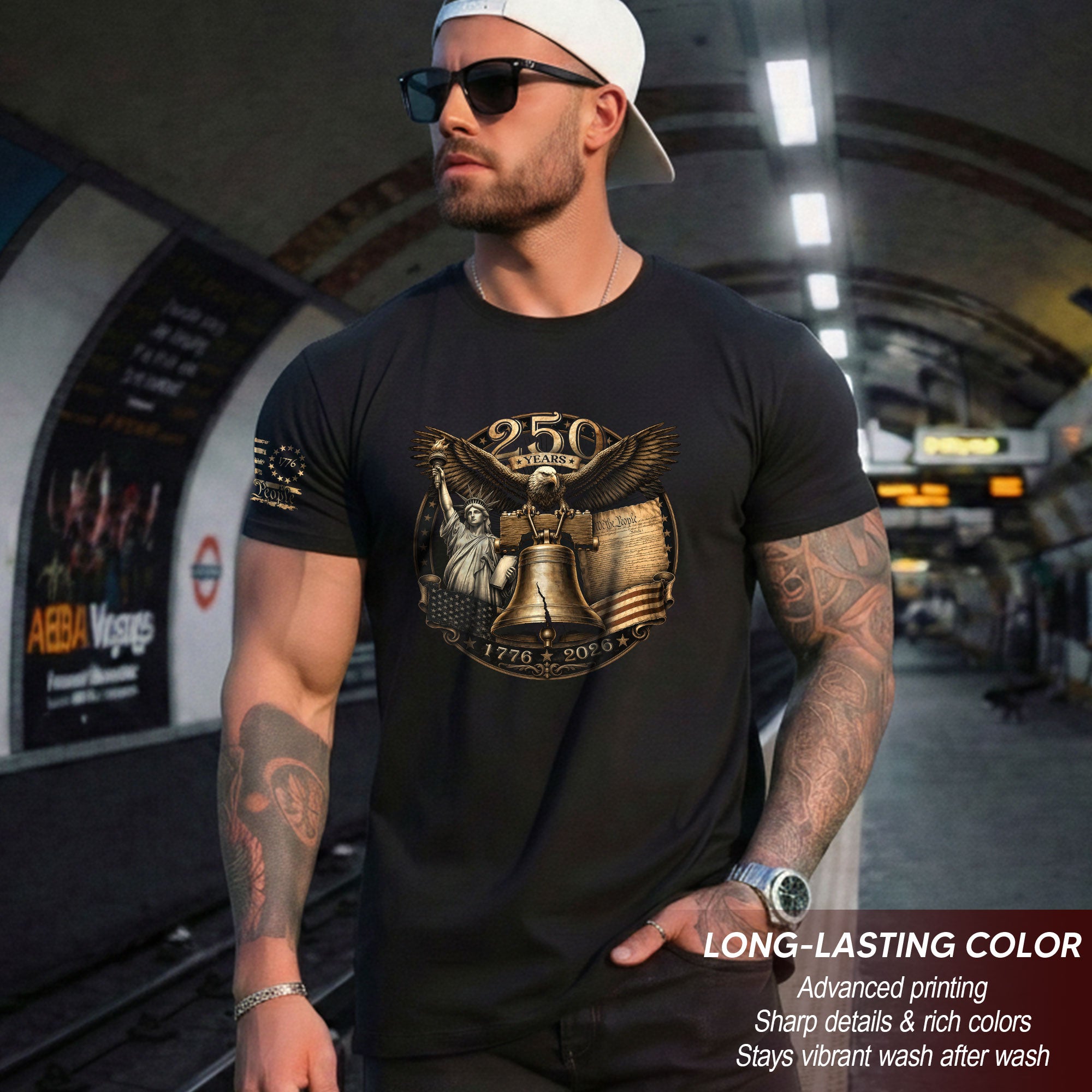 Liberty Bell Statue of Liberty T-Shirt - Patriotic 250 Years Heritage Tee