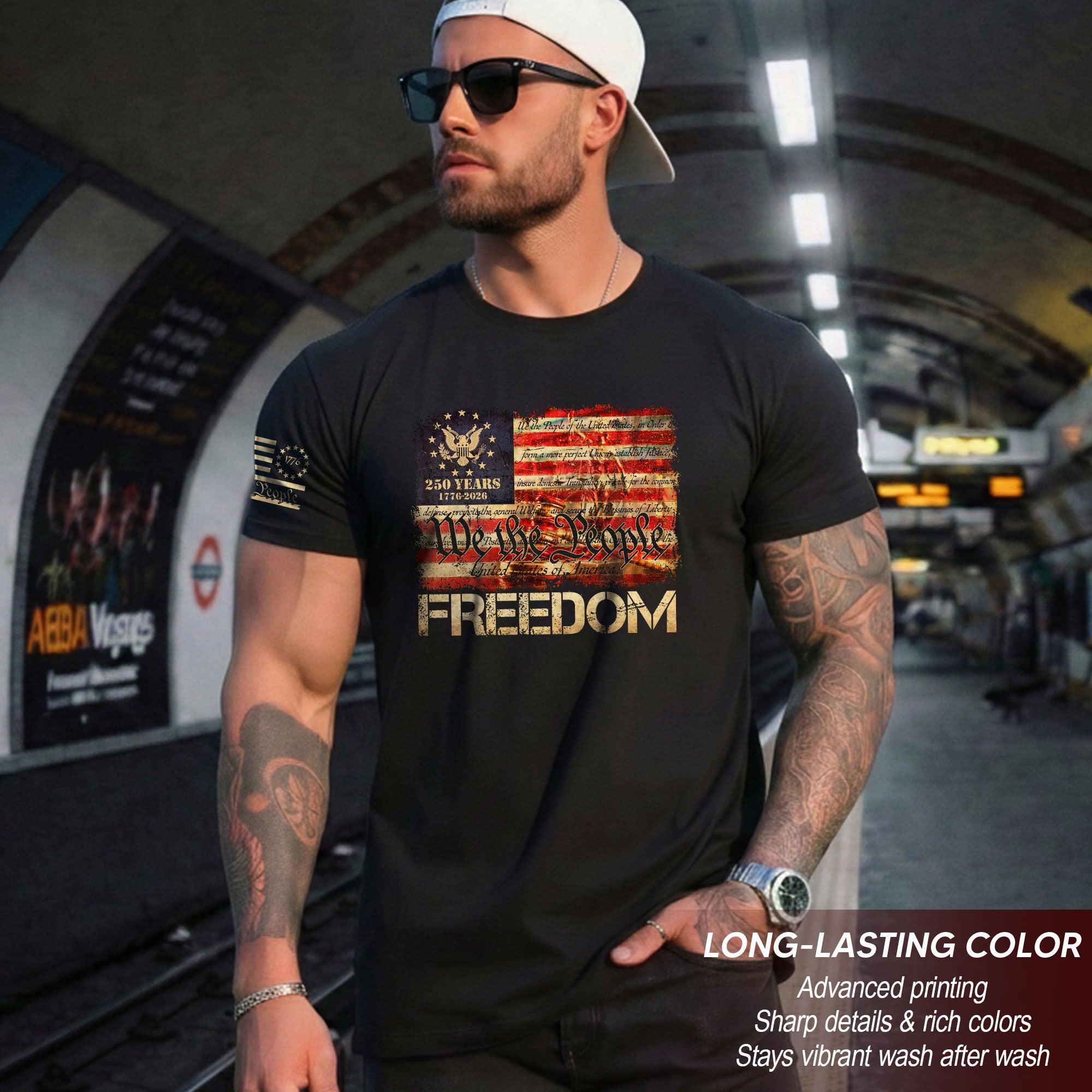 T-Shirt 2D Freedom We The People American Flag Constitution Patriotic Eagle Men Women Tee