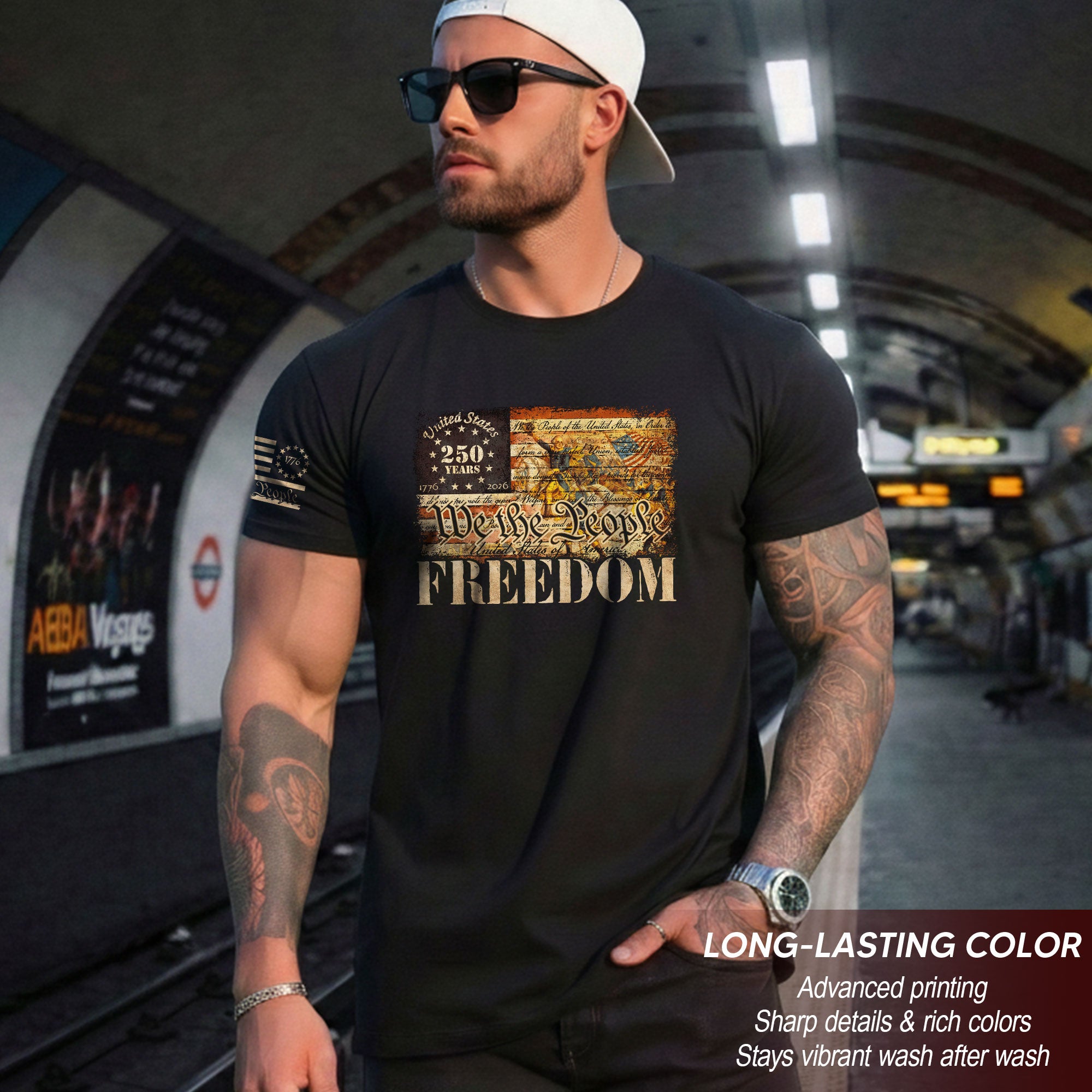 2D T-Shirt Freedom American Flag Vintage History Patriotic We The People