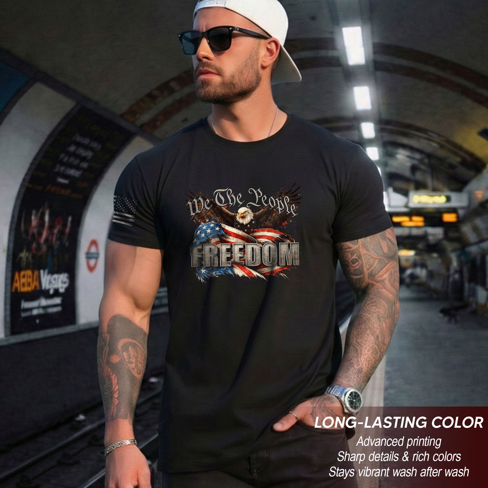 American Pride Freedom T-Shirt 2D We The People Flag Eagle Patriotic Tee