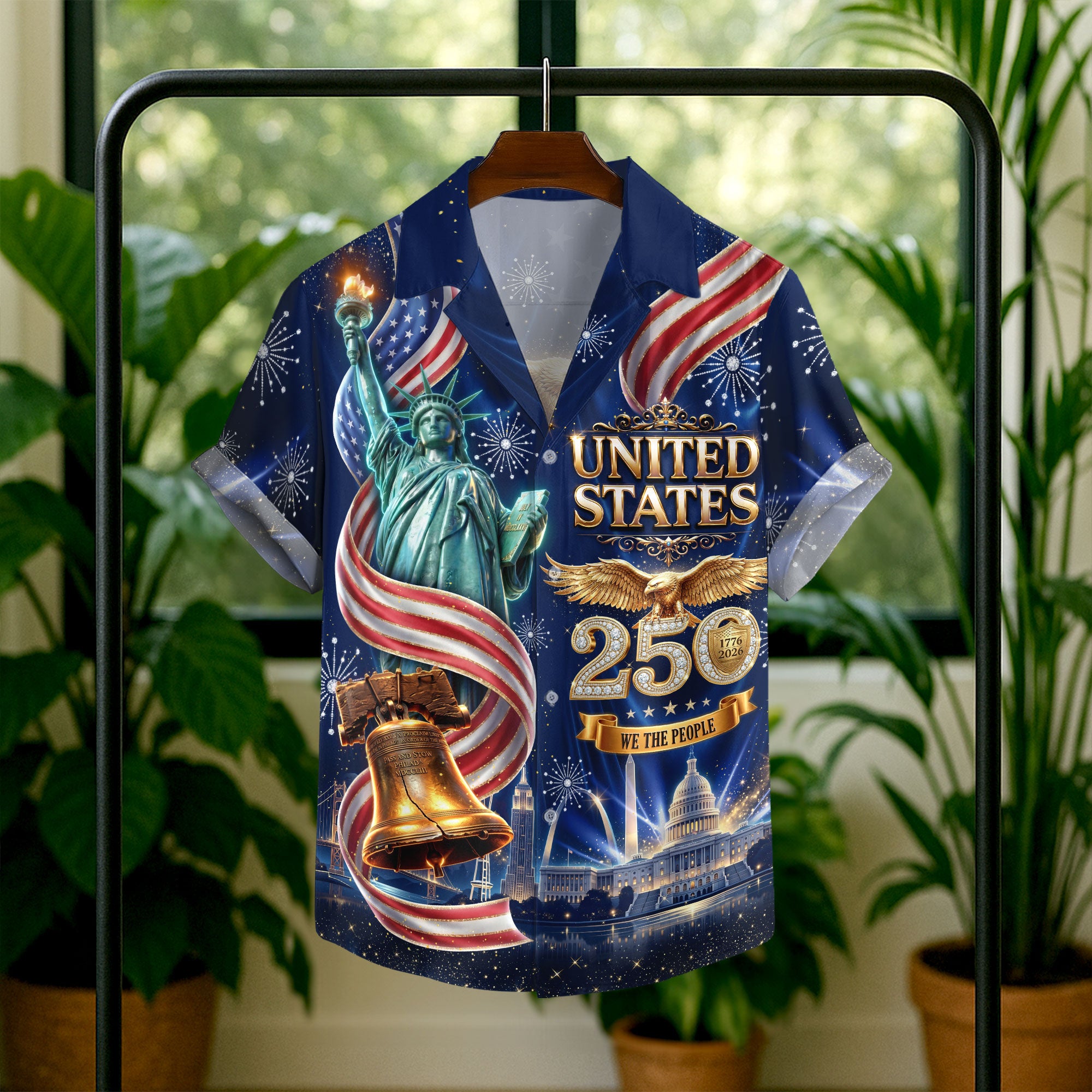 United States 250 Years Hawaiian Shirt Patriotic Eagle Liberty Bell Independence Day Gift