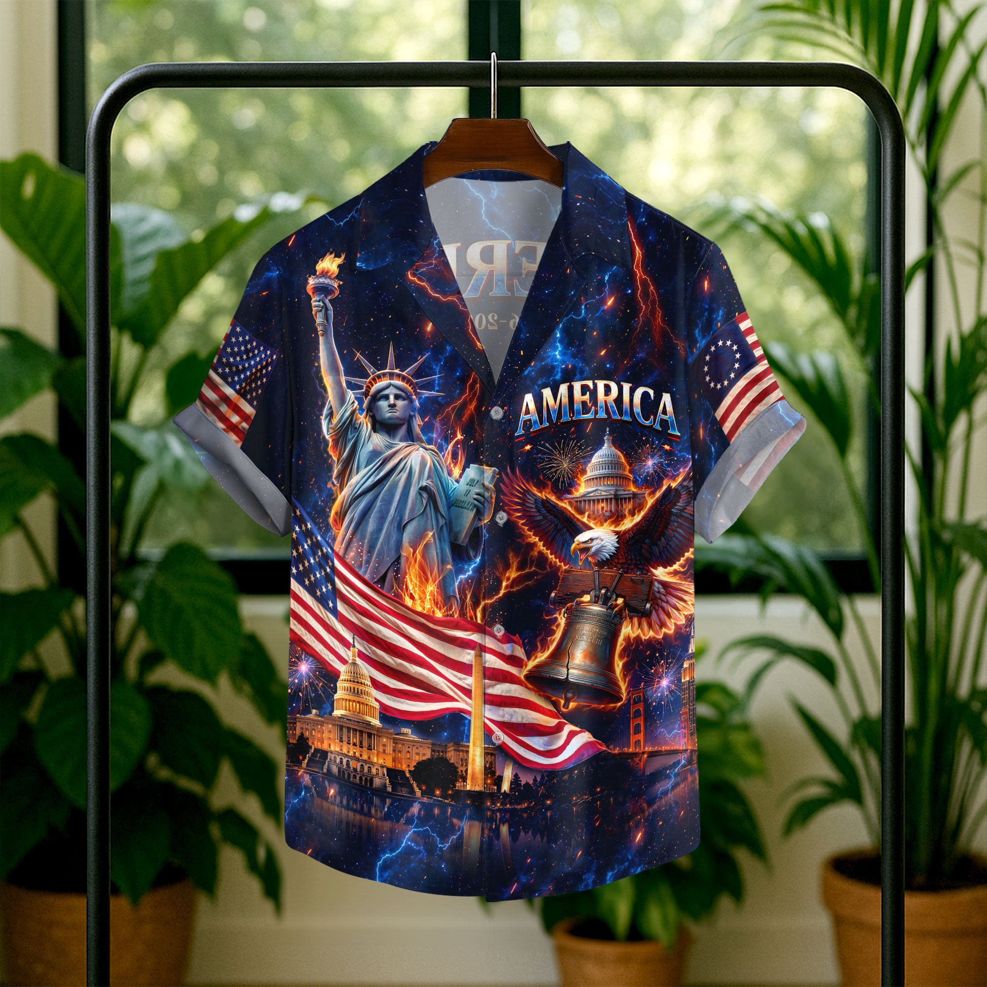 Hawaiian Shirt Patriotic 1776 2026 Eagle Liberty Bell 4th Of July Independence Day