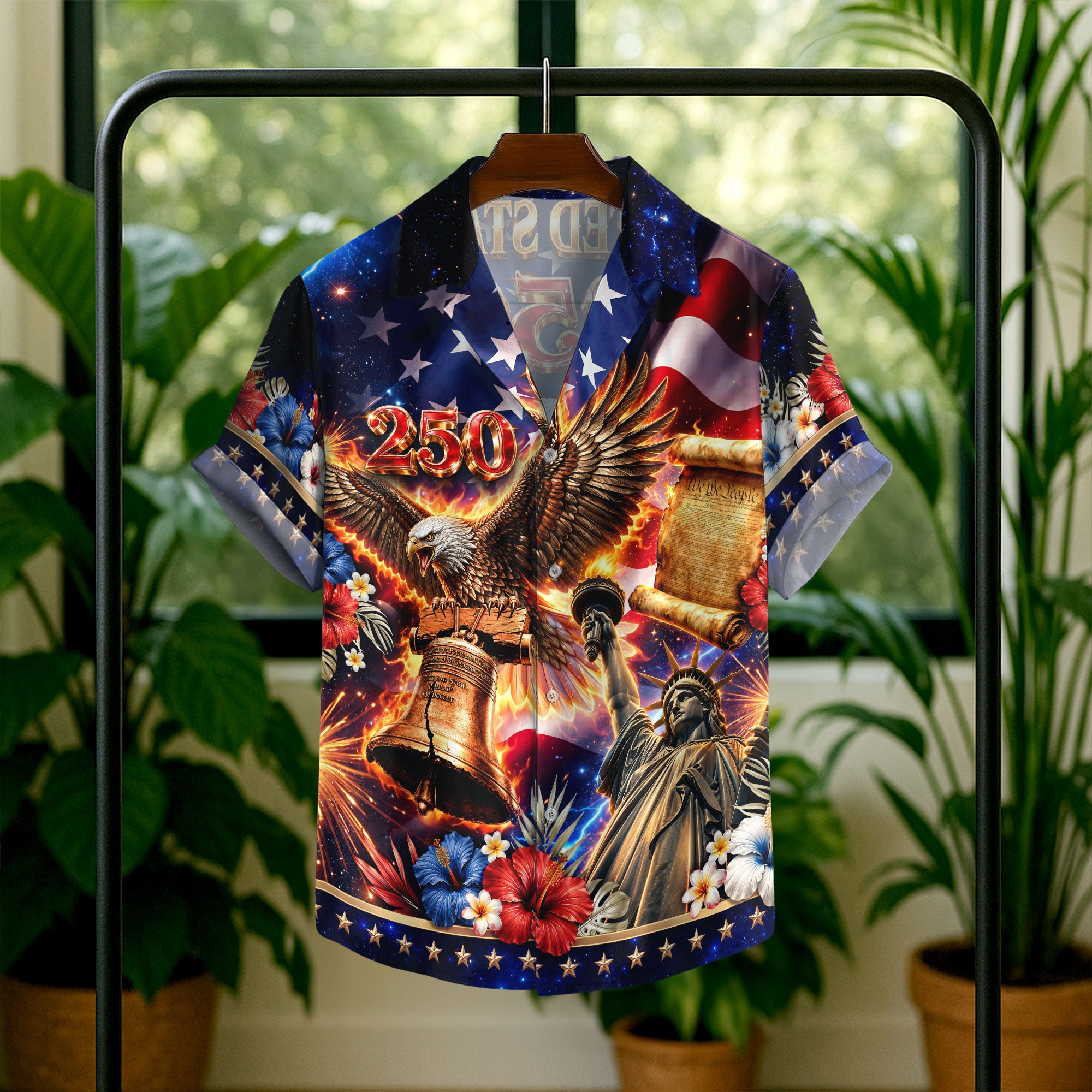 United States 250 Hawaiian Shirt Patriotic Eagle Liberty Bell Independence Day Gift