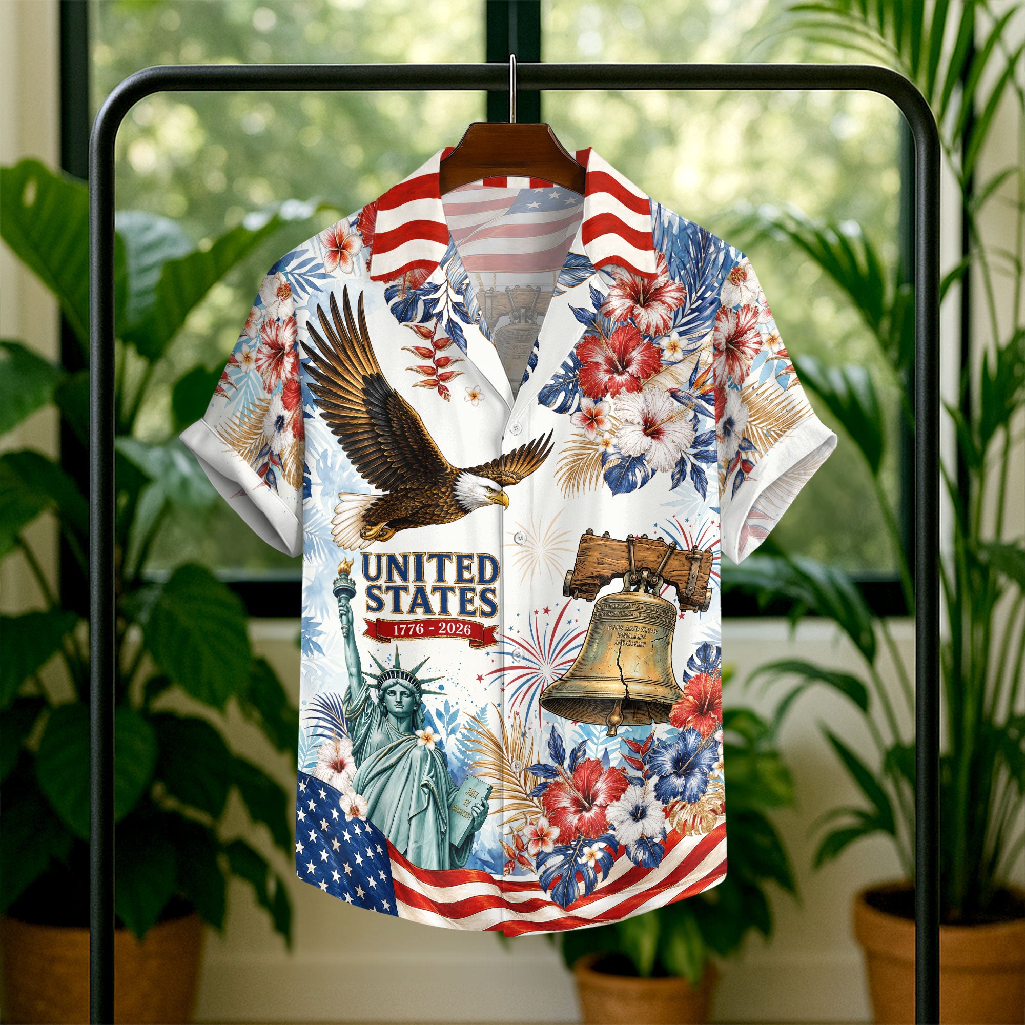 Patriotic 250 Years Hawaiian Shirt American Flag Eagle Independence Day Apparel