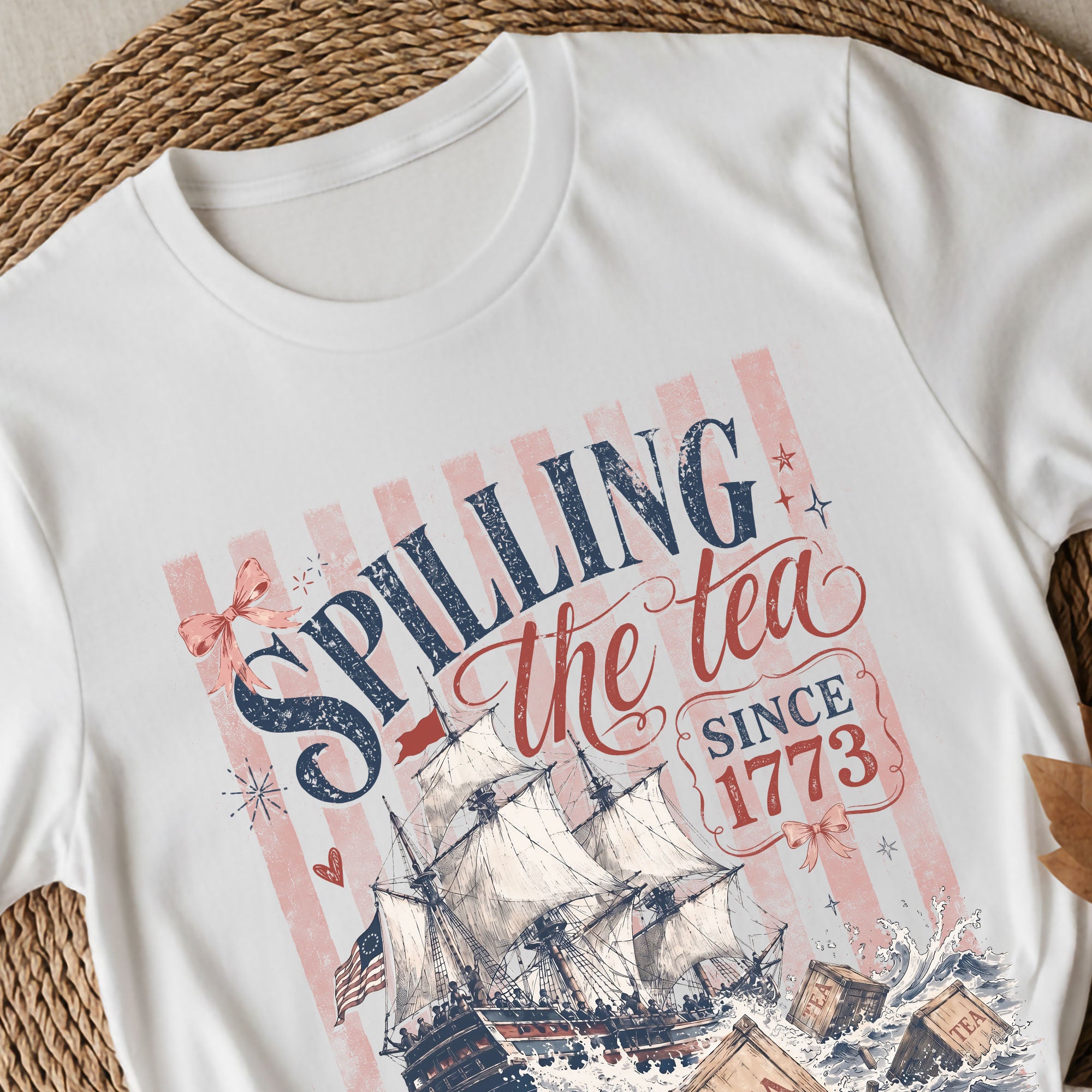 Spilling The Tea Since 1773 Shirt American History Graphic Tee Classic Separated Stripes