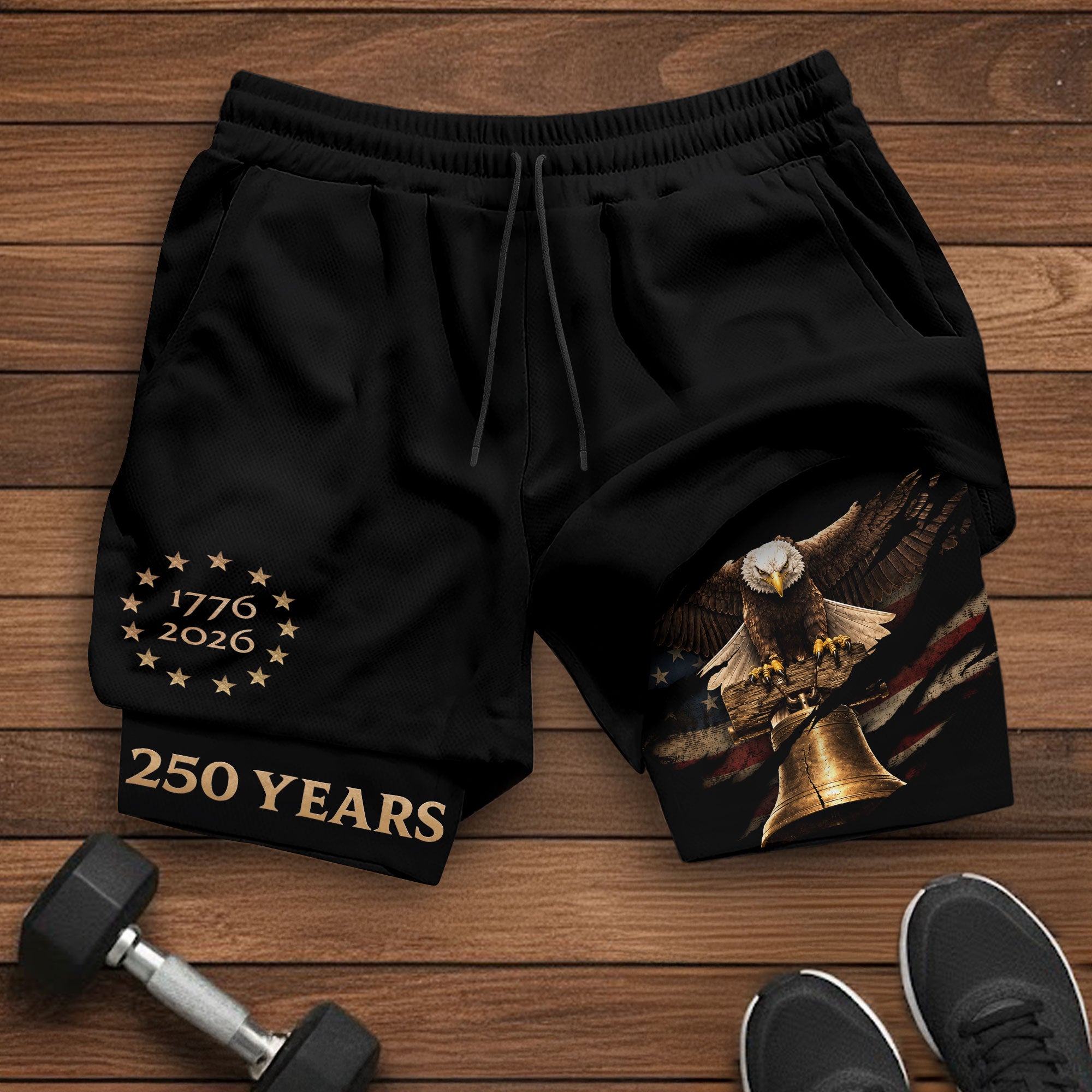 250 Years Patriotic Eagle Gym Shorts 1776-2026 American Independence Workout Shorts