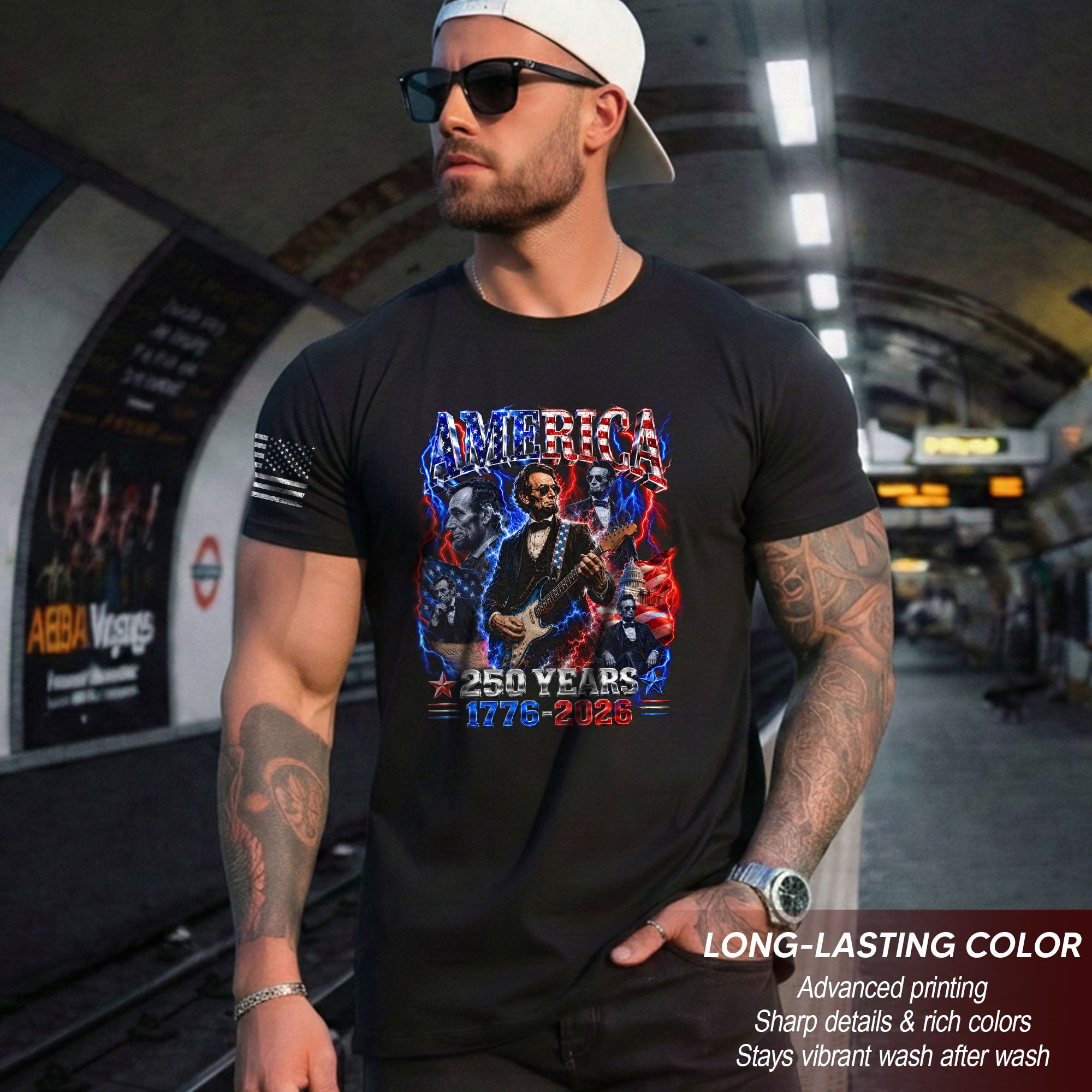 Abraham Lincoln Guitar Shirt Patriotic 1776 2026 American Pride Tee