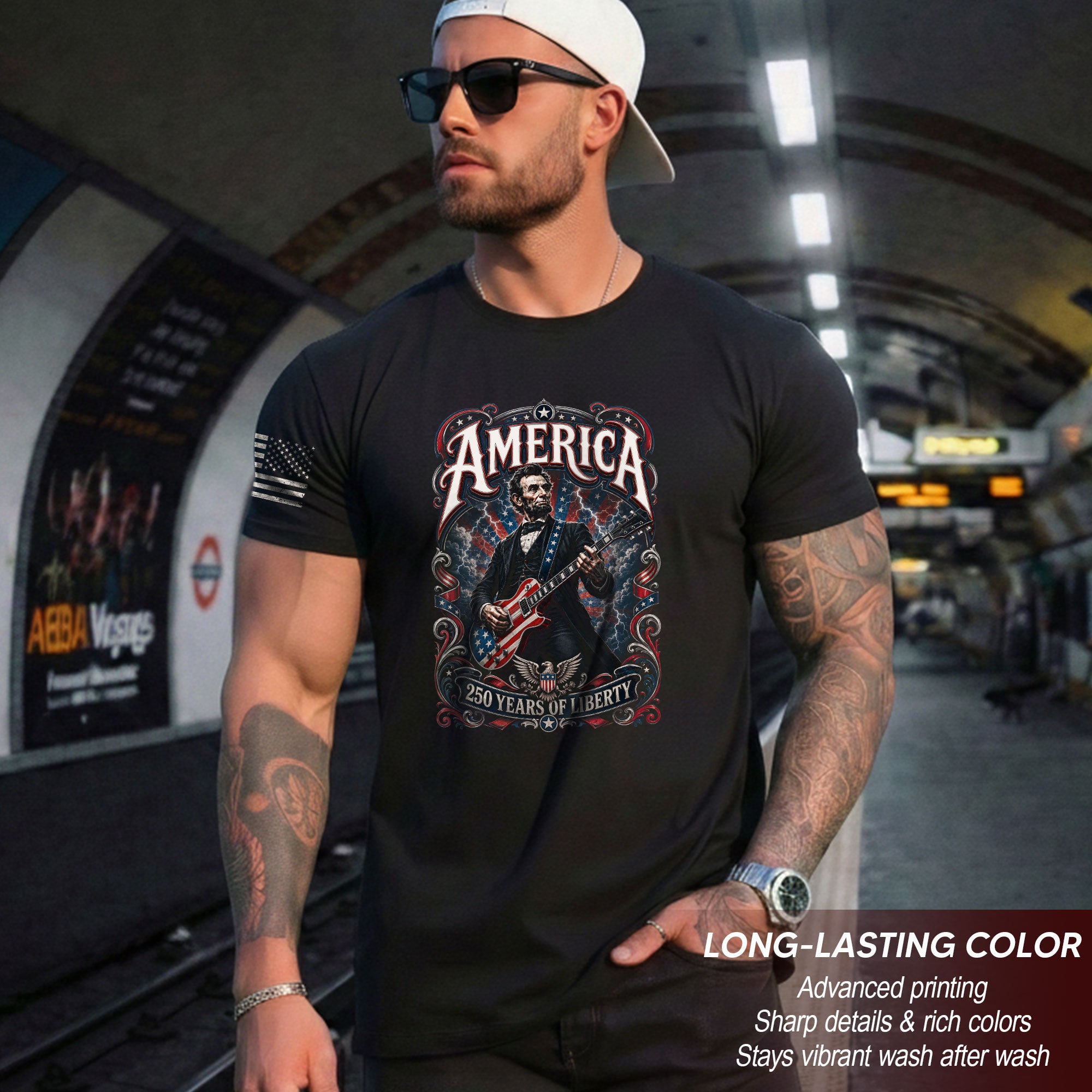 America 250 Years of Liberty Shirt Patriotic Guitar USA Vintage Freedom Tee