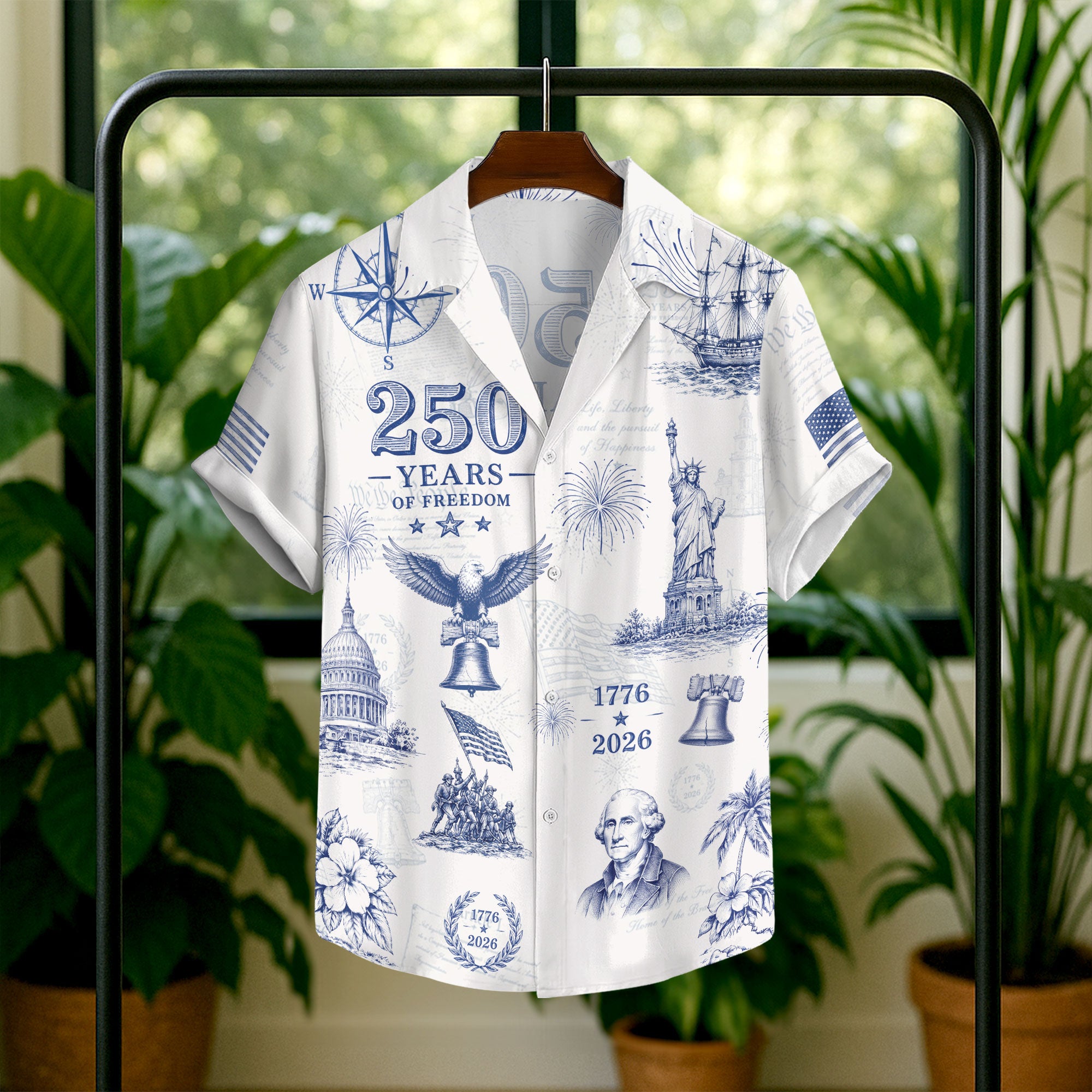 Patriotic United States 250 Years Hawaiian Shirt Statue Of Liberty Apparel