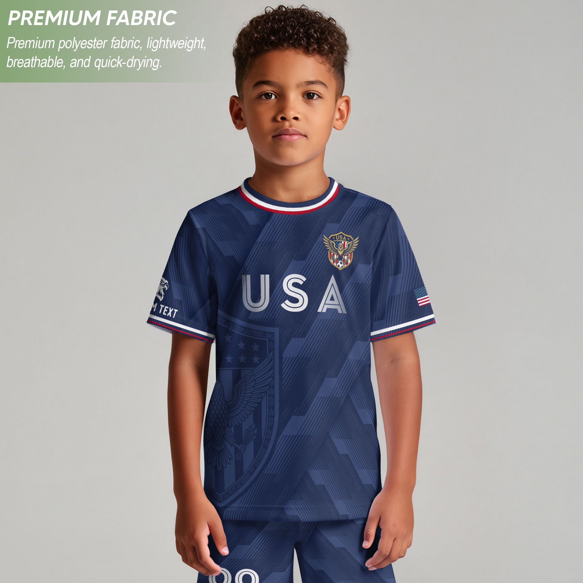 Custom Name Kids Soccer Jersey Personalized USA Youth Athletic Sport T Shirt