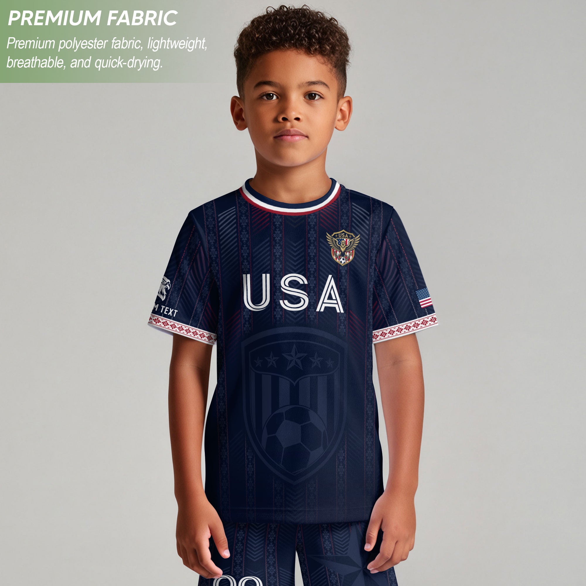 Personalized Youth Soccer Jersey Style Custom Name Number USA Kids Activewear Top