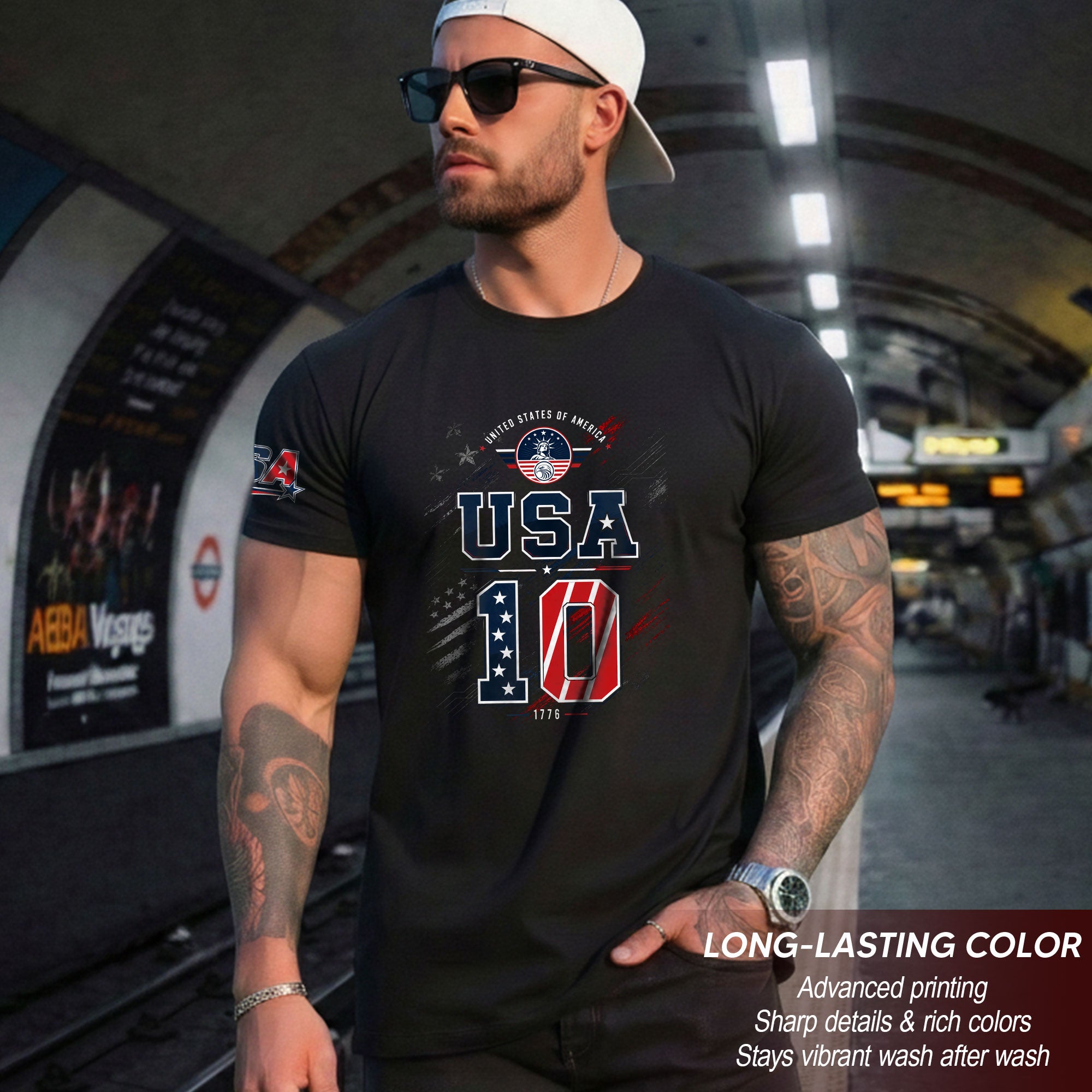 USA 1776 Sport Shirt Patriotic Number 10 Design American Heritage Graphic Tee Top