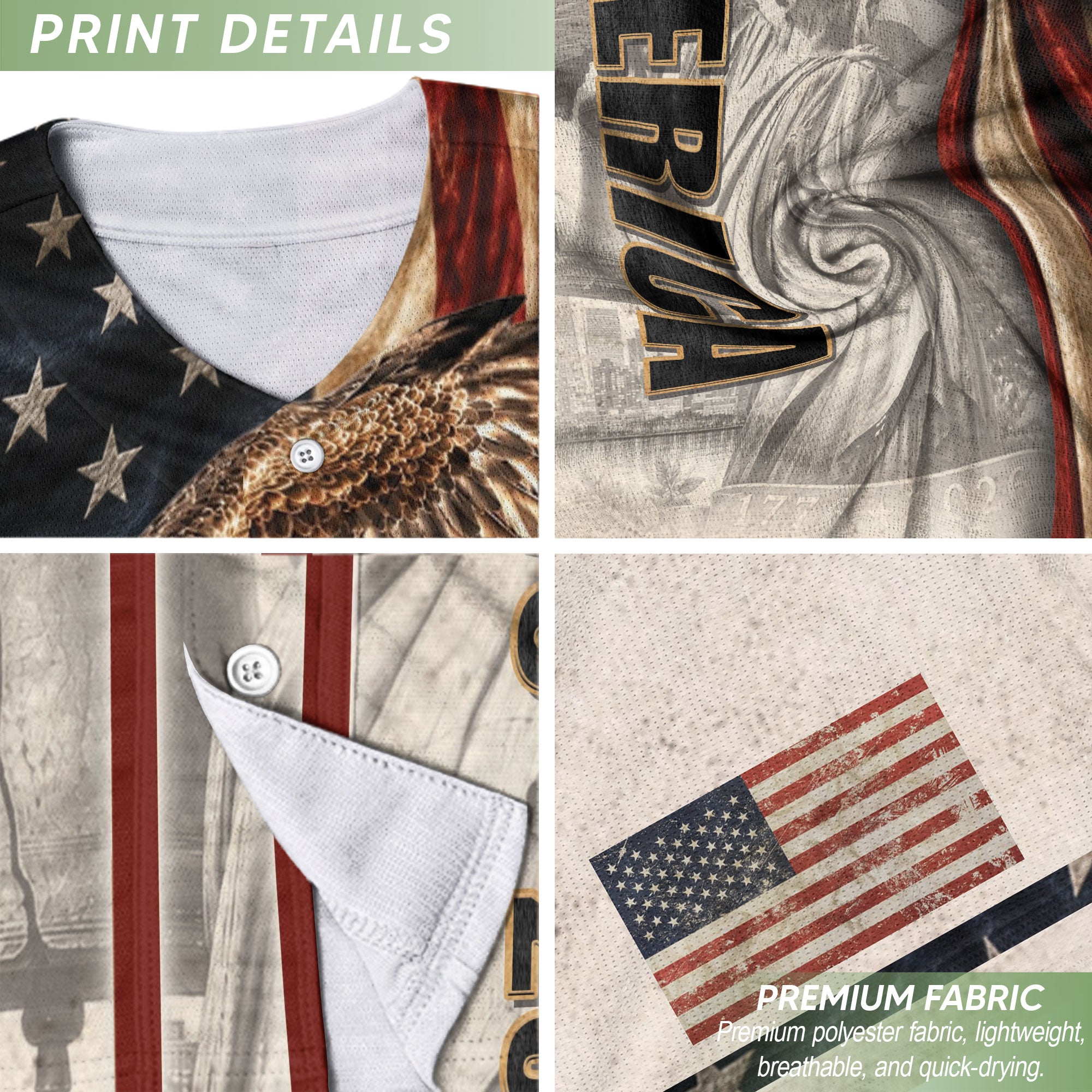 America Baseball Jersey 250 Years 1776-2026 Flying Eagle Patriotic Statue Of Liberty - Rust Field Wear