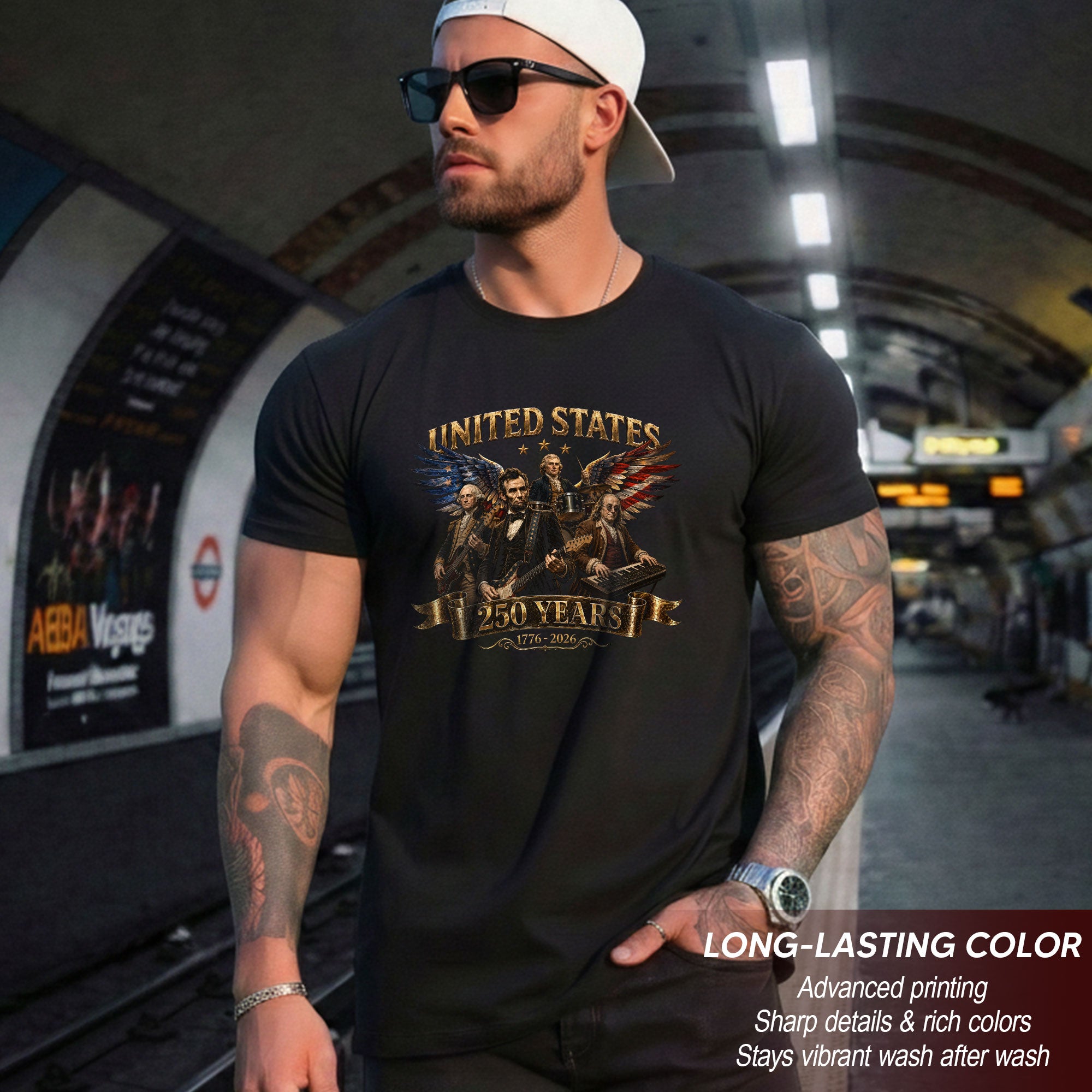 Patriotic Presidents Eagle Wings Rock Band T Shirt 250 Years 1776-2026 Vintage Tee - Rust Field Wear