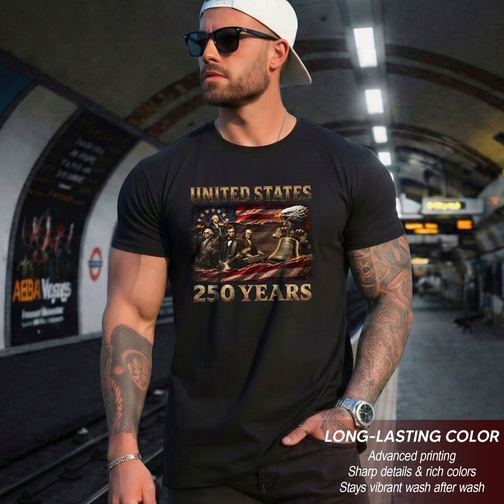 Liberty Bell Eagle Presidents Rock Band T-Shirt 250 Years 1776-2026 Patriotic July 4th - Rust Field Wear