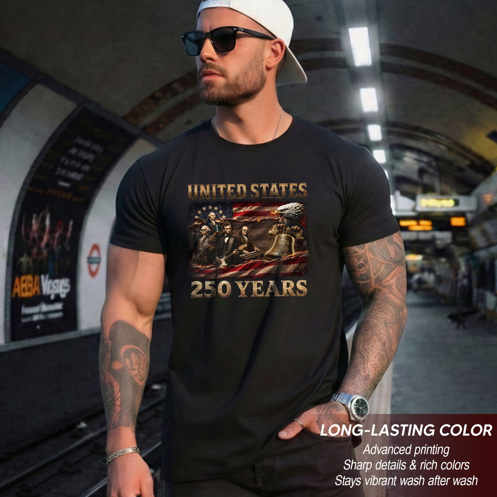 Liberty Bell Eagle Presidents Rock Band T-Shirt 250 Years 1776-2026 Patriotic July 4th - Rust Field Wear