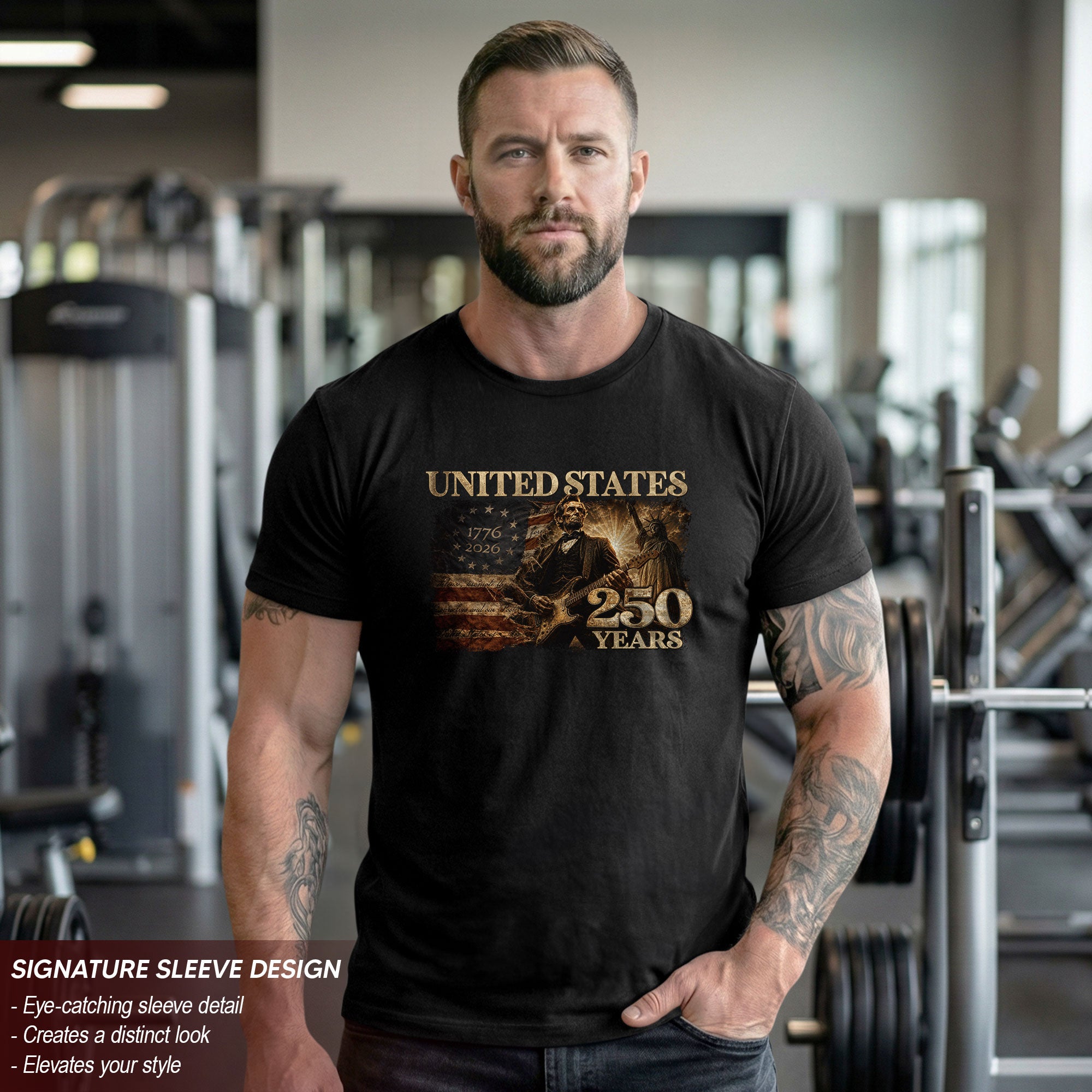 1776-2026 Patriotic Historical Graphic T Shirt - Lincoln Unisex Casual Wear Tee - Rust Field Wear