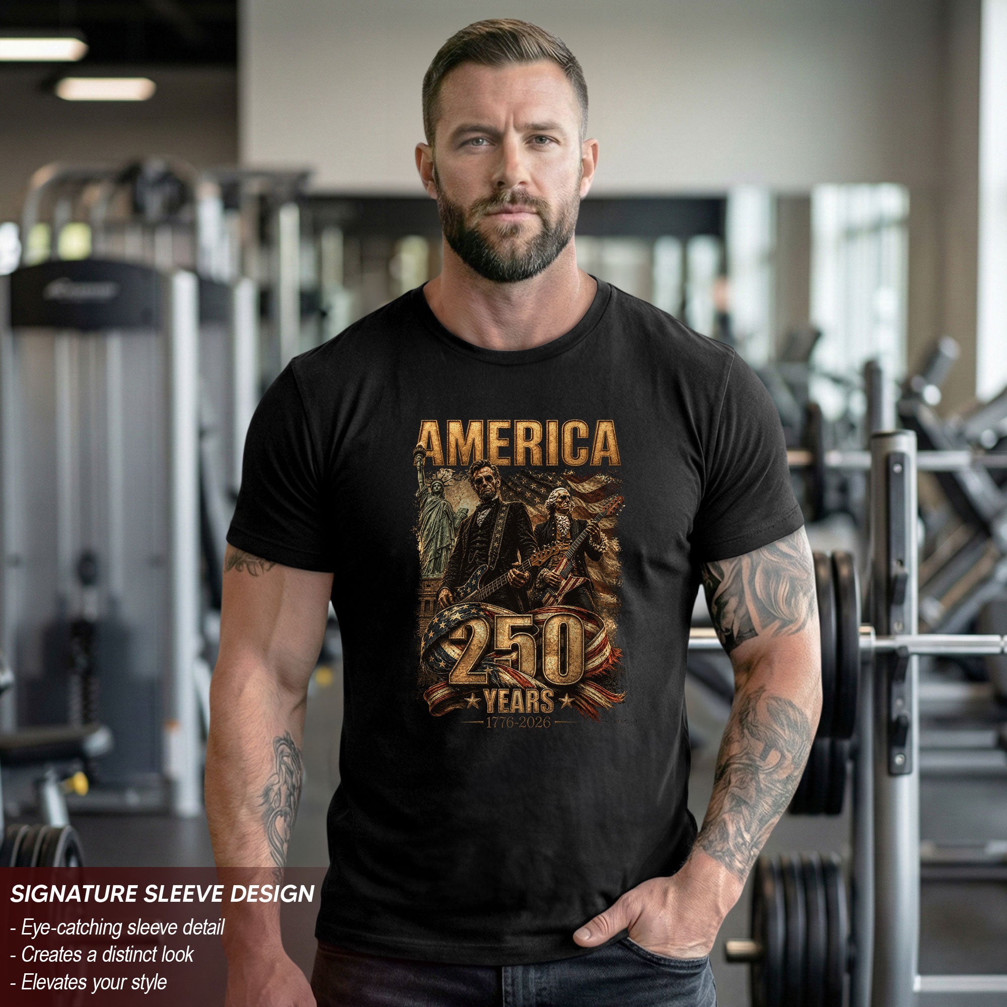 Patriotic America 250 Years Presidents T Shirt Lincoln Washington Graphic Unisex Top