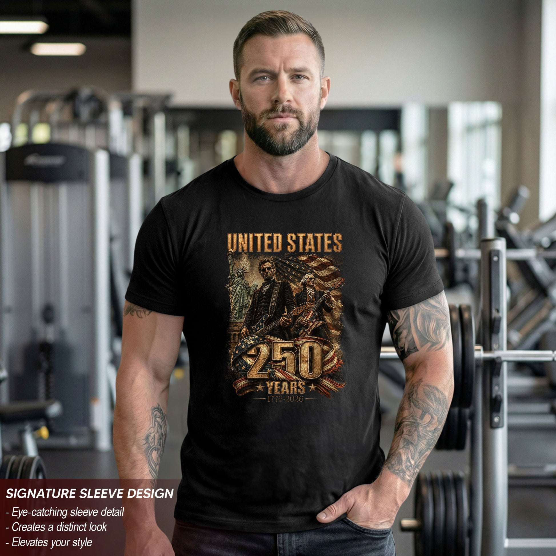 Patriotic 1776-2026 Presidents T Shirt - Lincoln Washington Graphic Unisex Top Item - Rust Field Wear