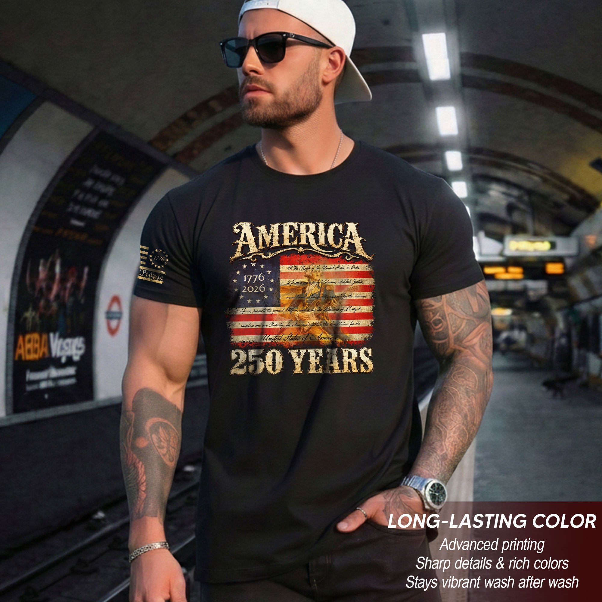 Constitution George Washington Guitar Shirt 1776-2026 Patriotic Graphic Tee Anniversary