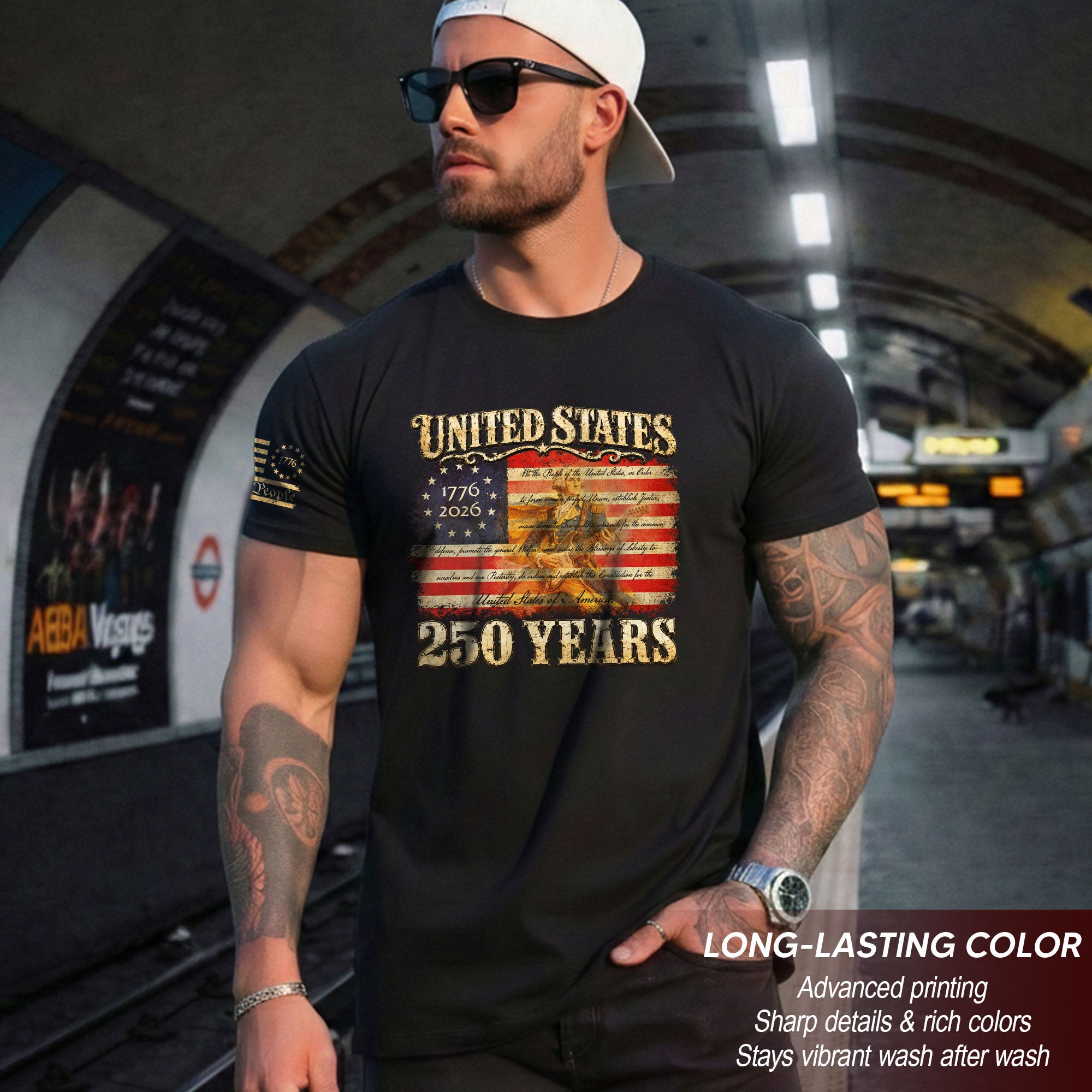 Constitution George Washington Guitar Shirt 1776-2026 Patriotic Graphic Tee Anniversary