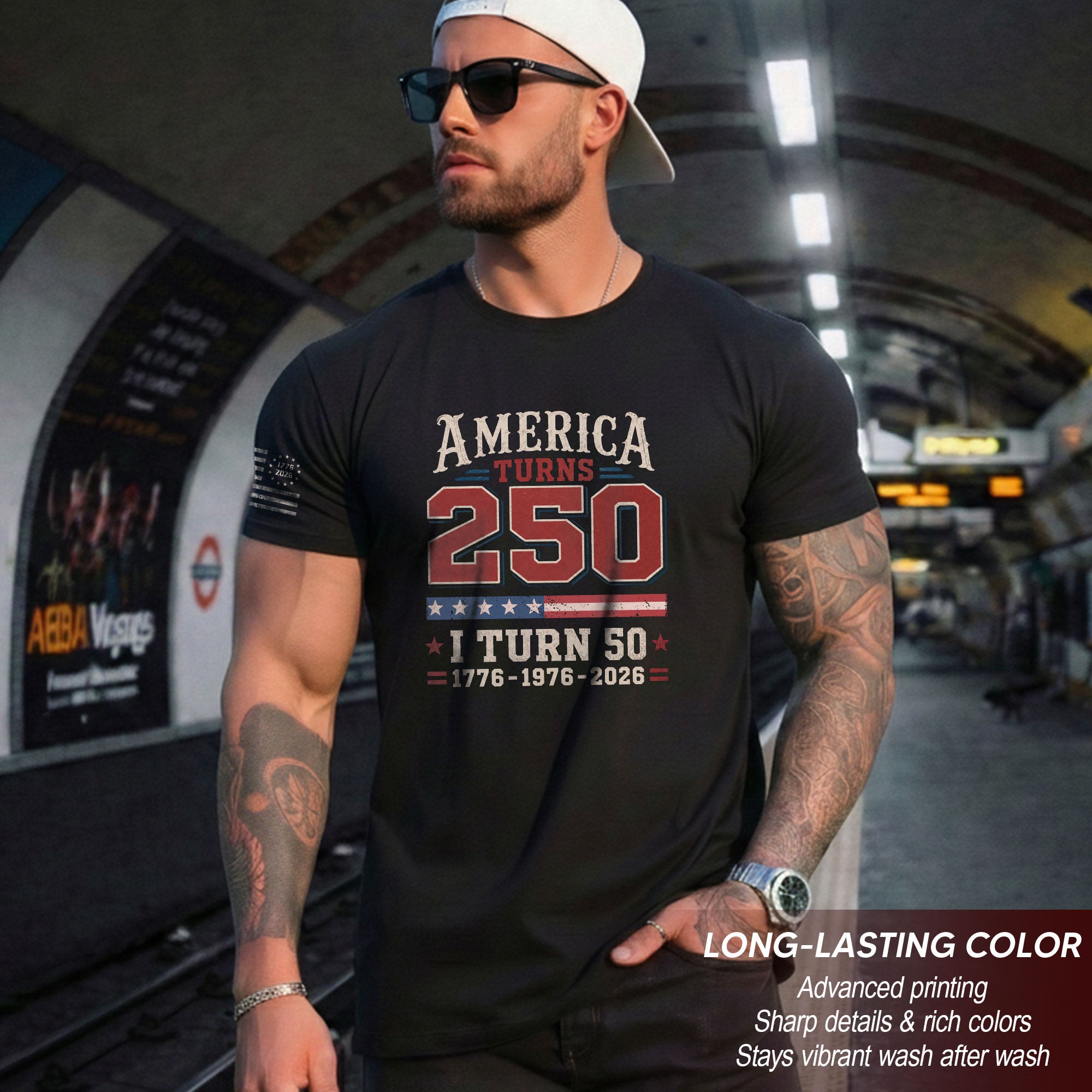 Born In 1976 - 50th Birthday Graphic Tee - Celebrating A Historic 250 Year Milestone