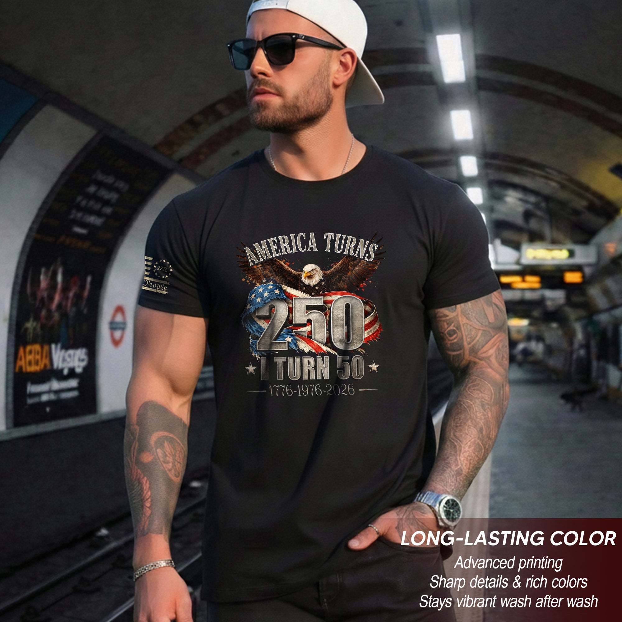 America Turns 250 I Turn 50 Shirt 1976 Vintage 50th Birthday Eagle Patriotic Tee Gift
