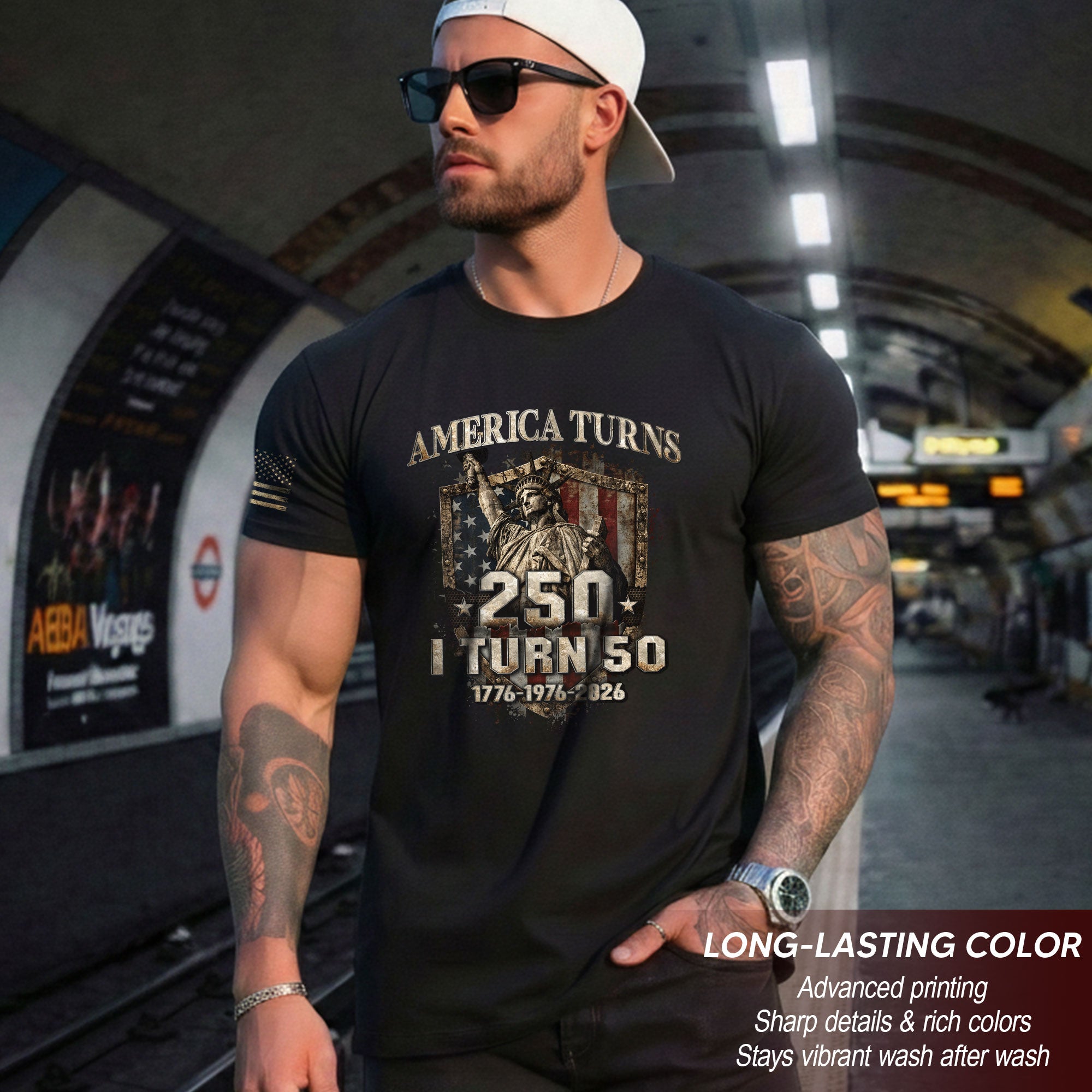 America Turns 250 I Turn 50 Shirt 1976 50th Birthday Statue of Liberty Patriotic Tee